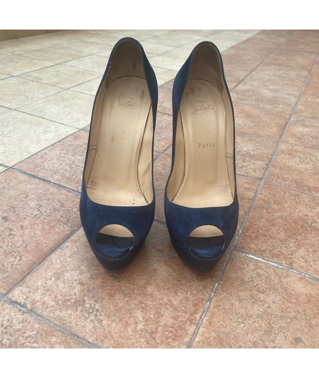 CHRISTIAN LOUBOUTIN Синие замшевые туфли, фото 4