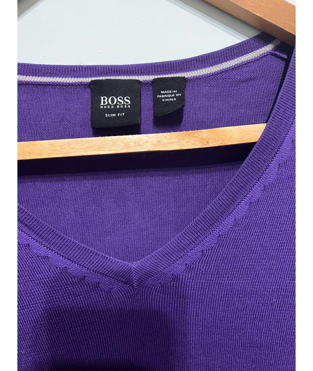 HUGO BOSS Фиолетовый хлопковый джемпер / свитер, фото 3