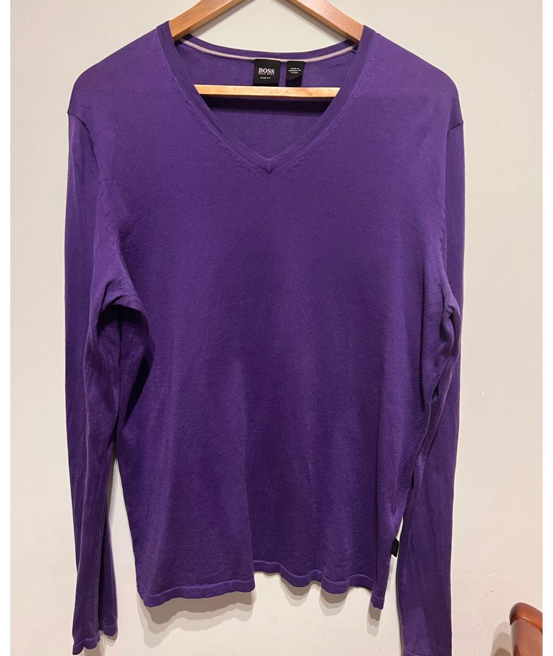 HUGO BOSS Фиолетовый хлопковый джемпер / свитер, фото 7