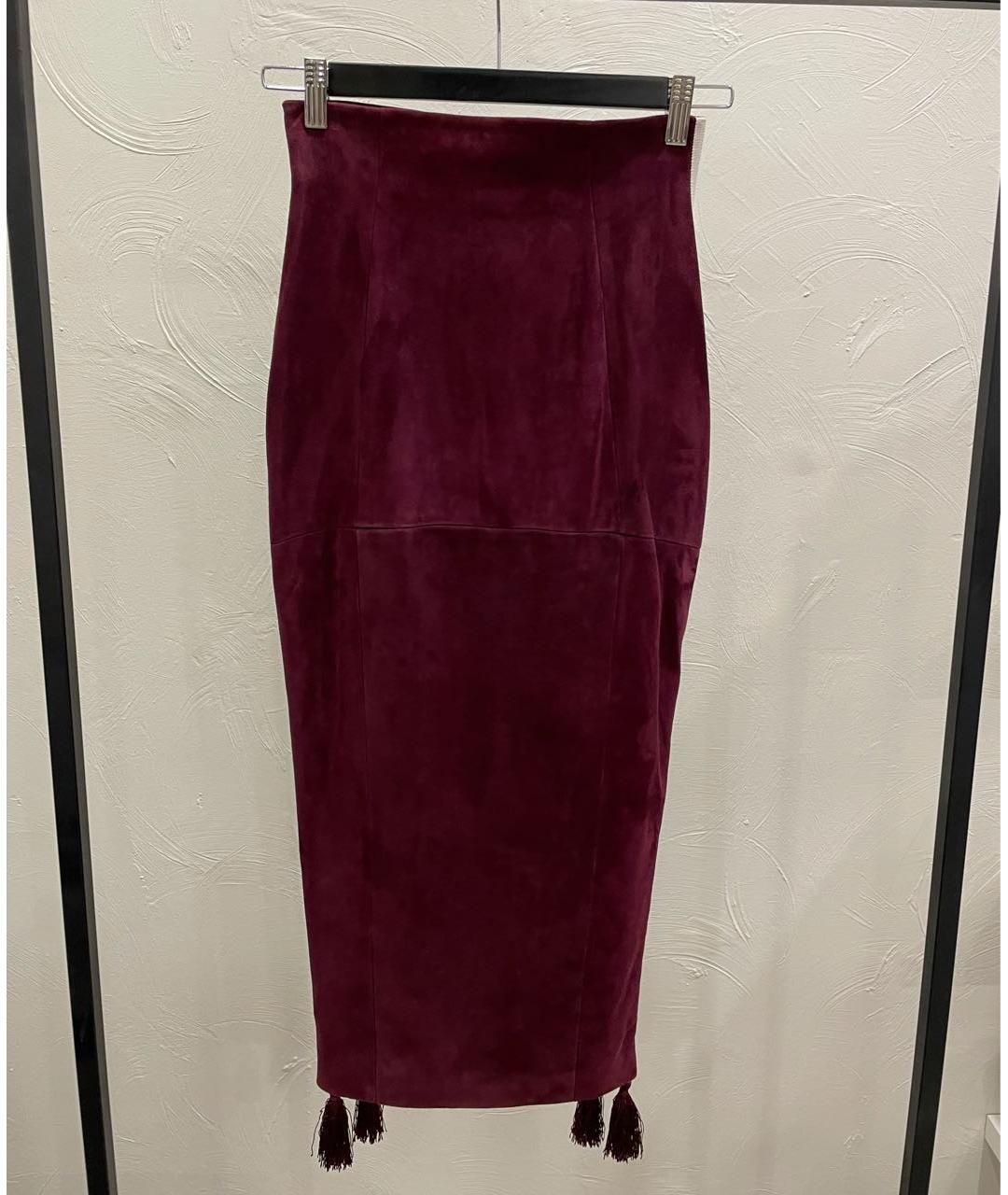 ALINA GERMAN Бордовая замшевая юбка миди, фото 5
