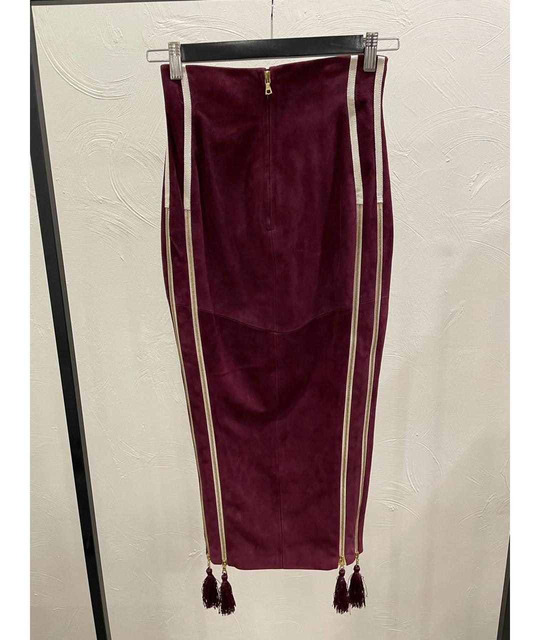 ALINA GERMAN Бордовая замшевая юбка миди, фото 2