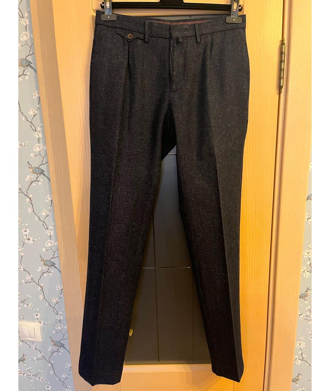 INCOTEX Темно-синие шерстяные классические брюки, фото 6