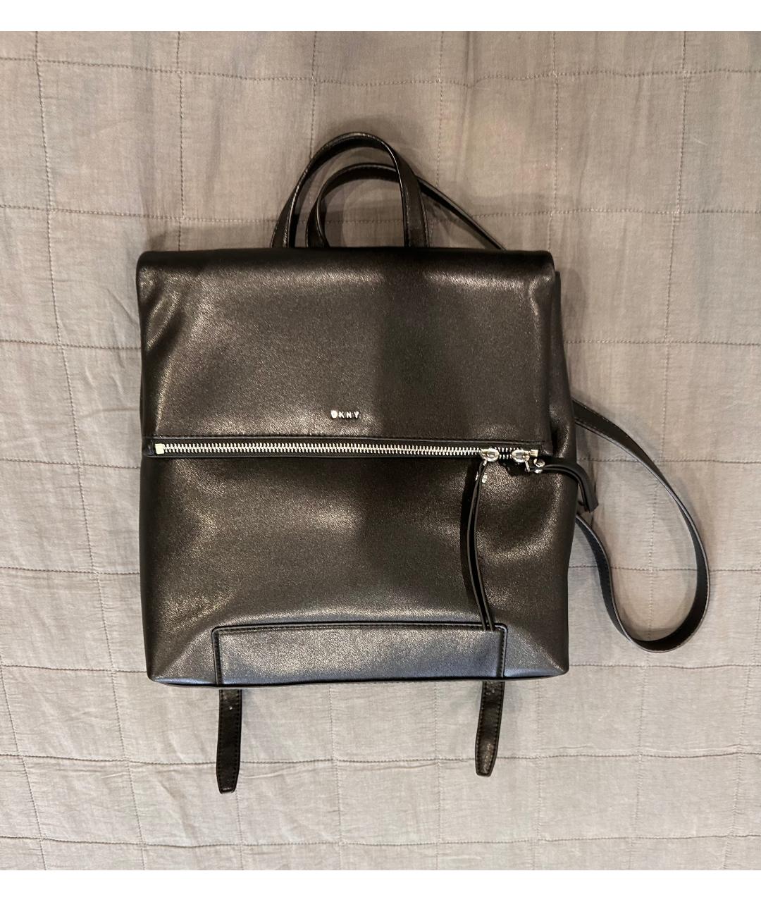 DKNY Черный кожаный рюкзак, фото 7
