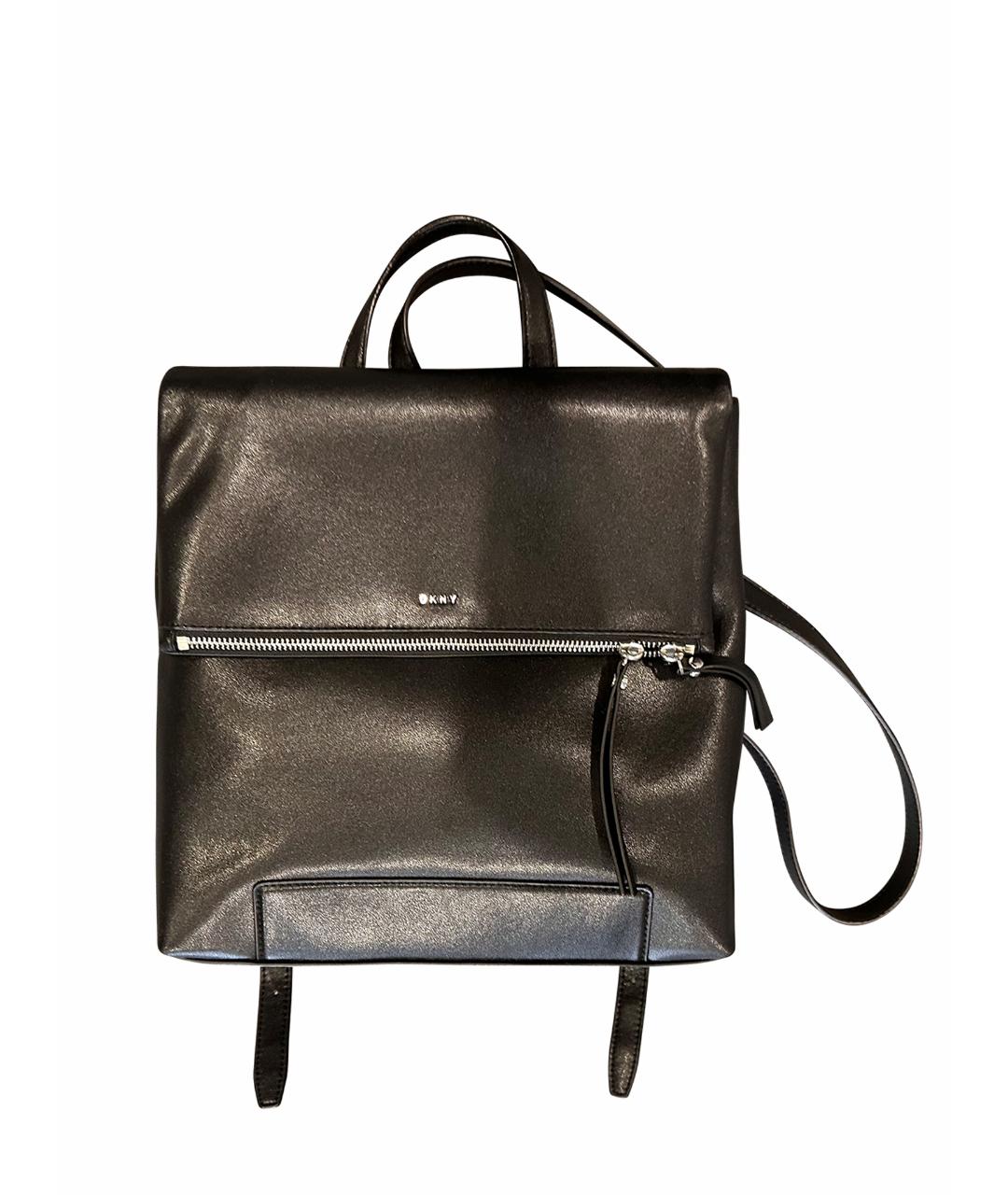 DKNY Черный кожаный рюкзак, фото 1