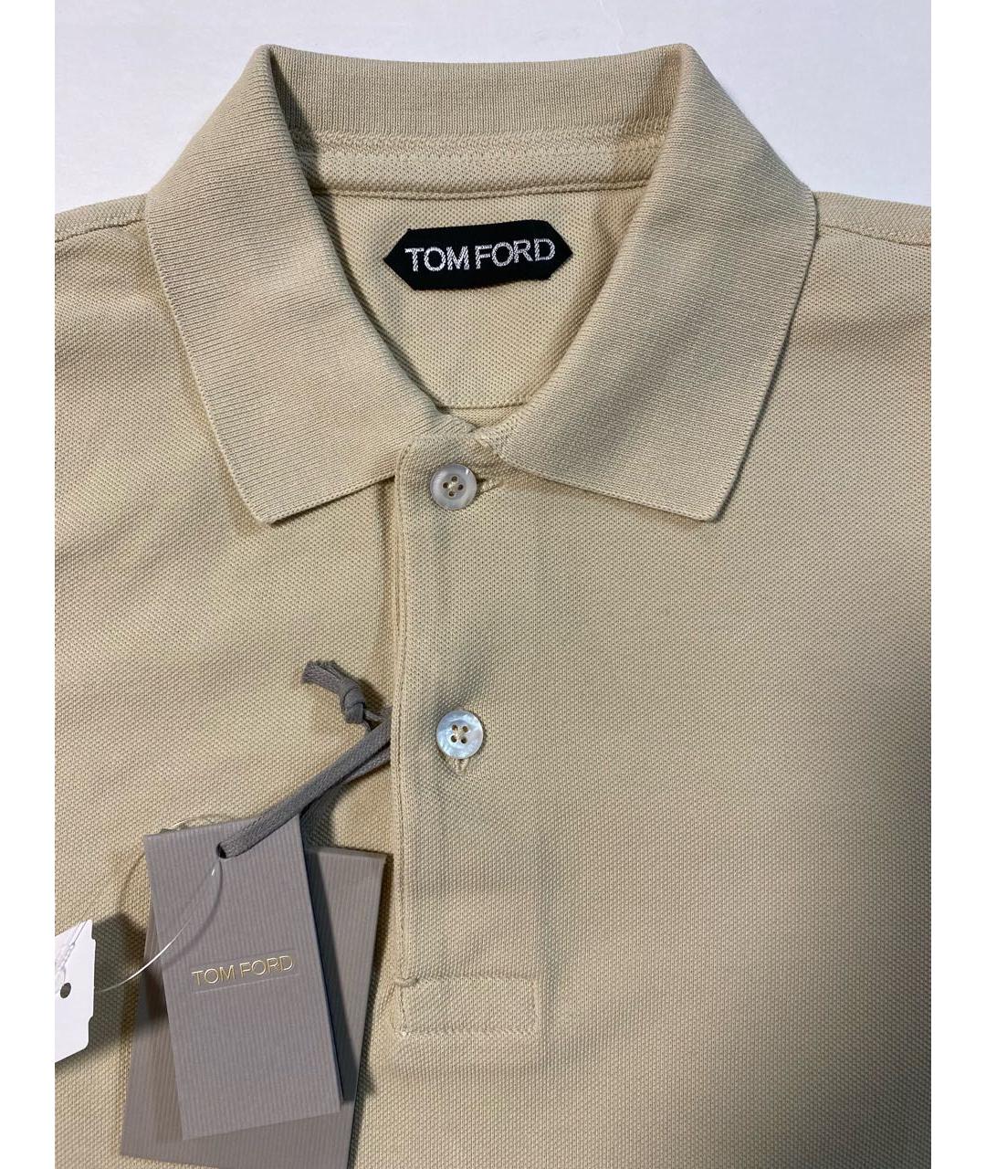 TOM FORD Бежевое хлопковое поло с коротким рукавом, фото 3