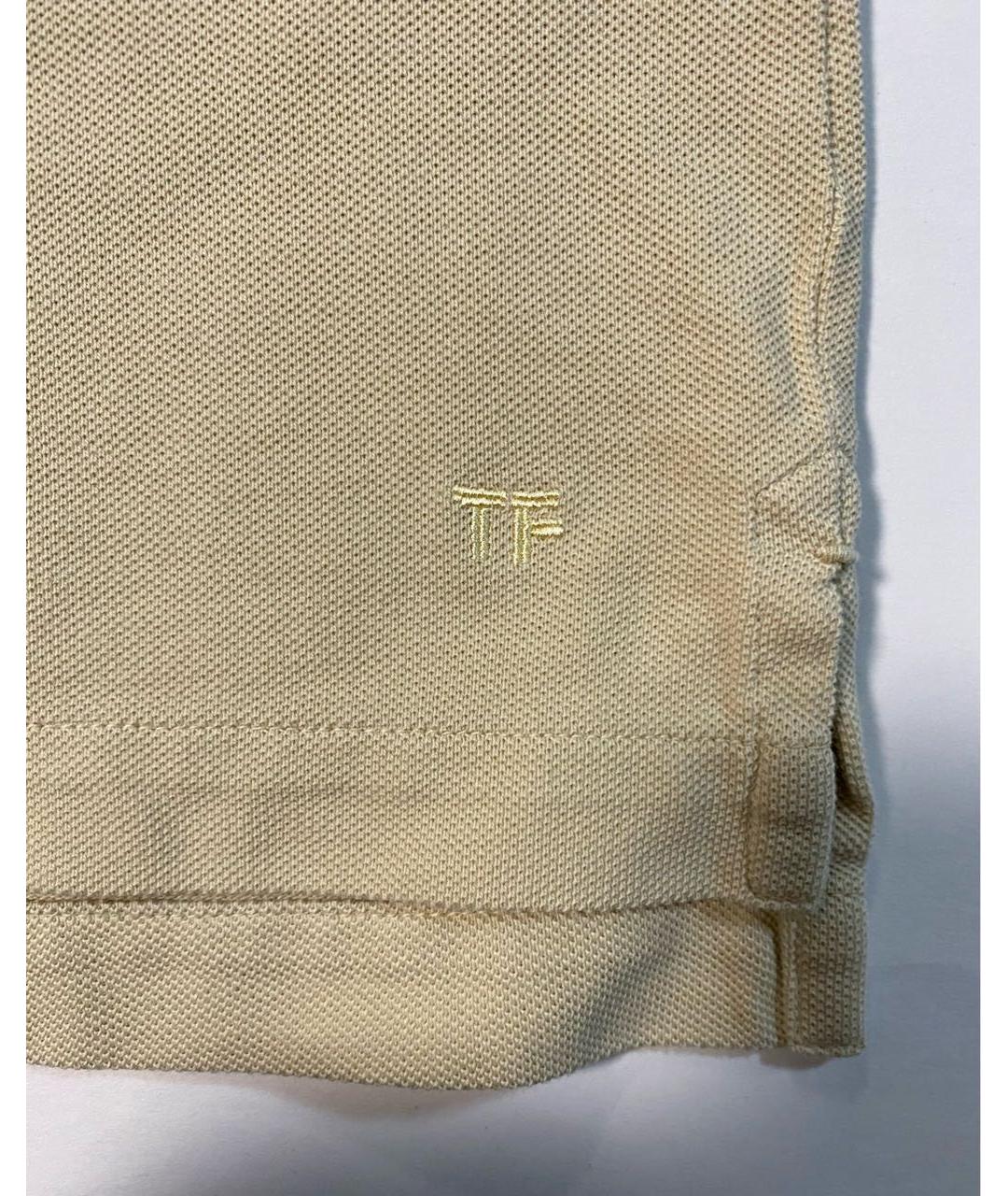 TOM FORD Бежевое хлопковое поло с коротким рукавом, фото 4