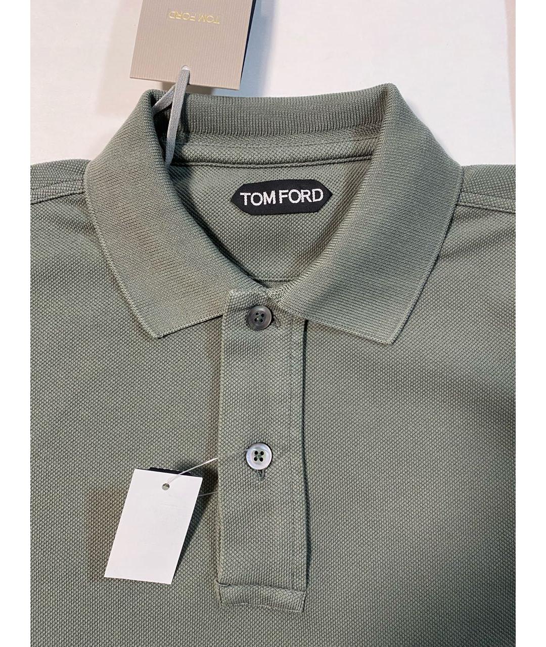 TOM FORD Зеленые хлопковое поло с коротким рукавом, фото 3