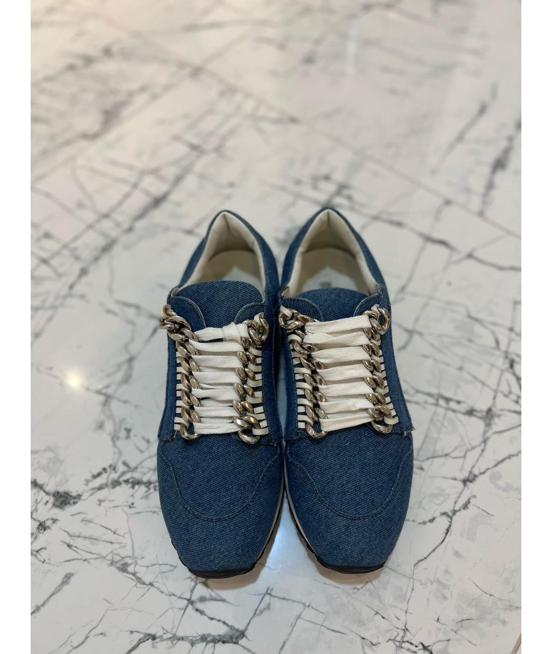 CASADEI Синие кожаные кроссовки, фото 2