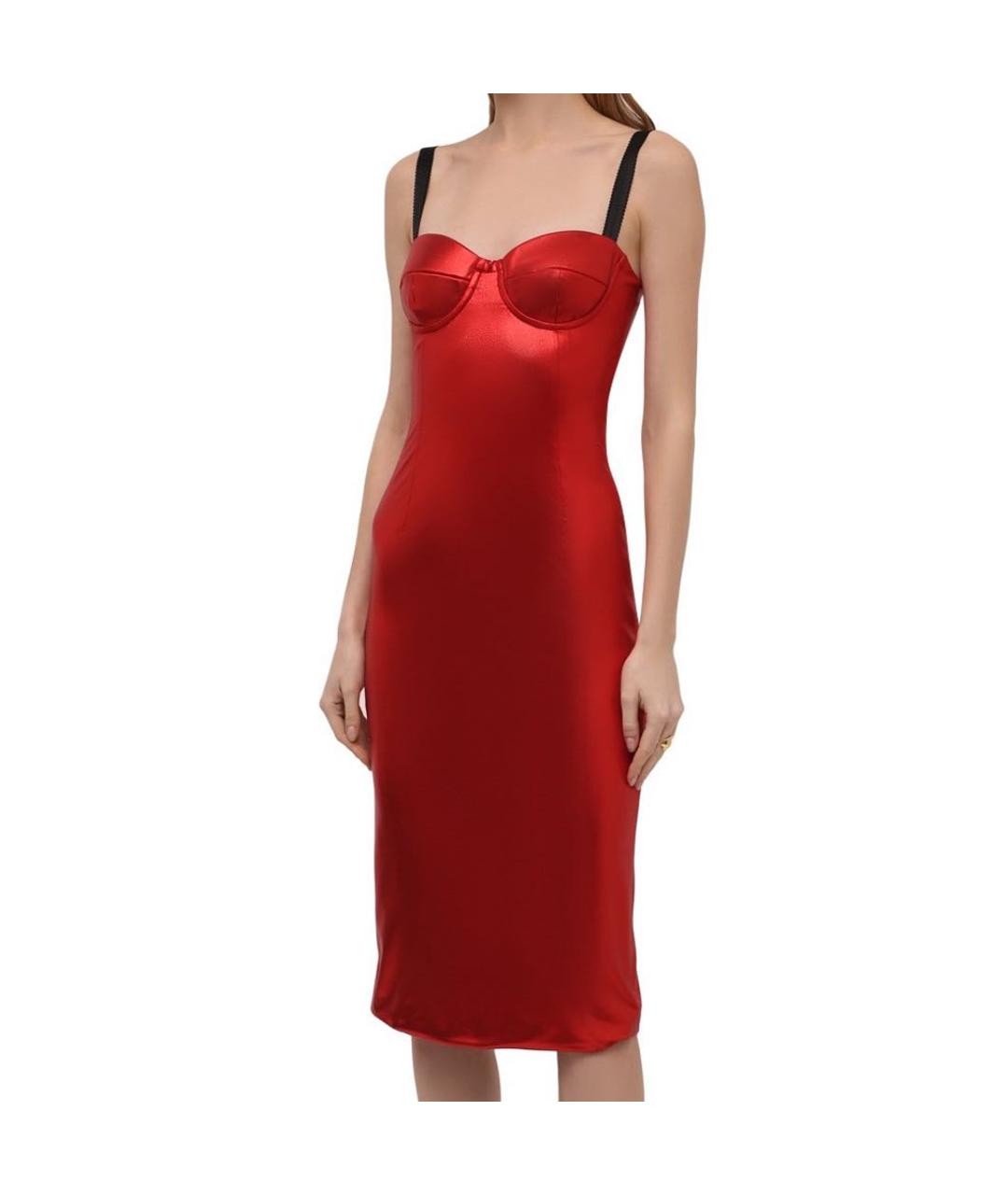 DOLCE&GABBANA Красное вискозное коктейльное платье, фото 7