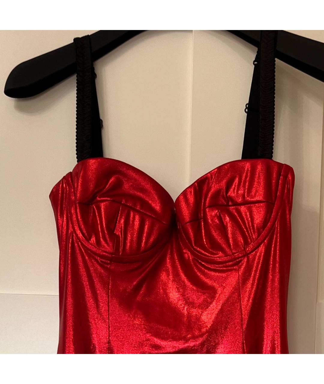 DOLCE&GABBANA Красное вискозное коктейльное платье, фото 4