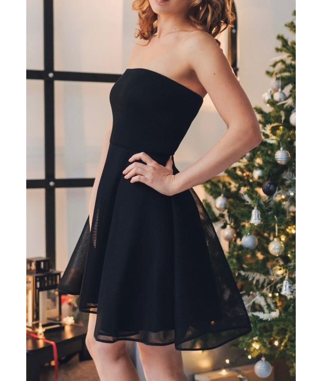 DKNY Черное сетчатое коктейльное платье, фото 7