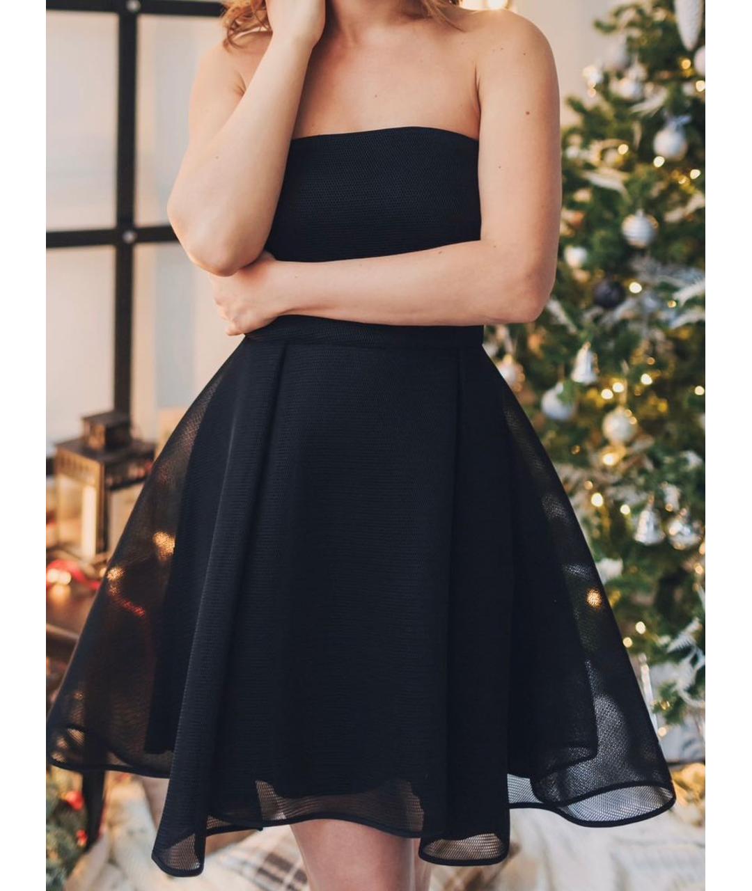 DKNY Черное сетчатое коктейльное платье, фото 6