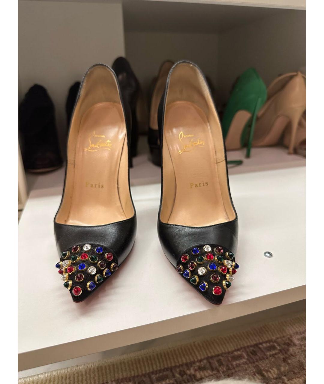 CHRISTIAN LOUBOUTIN Черные кожаные туфли, фото 4