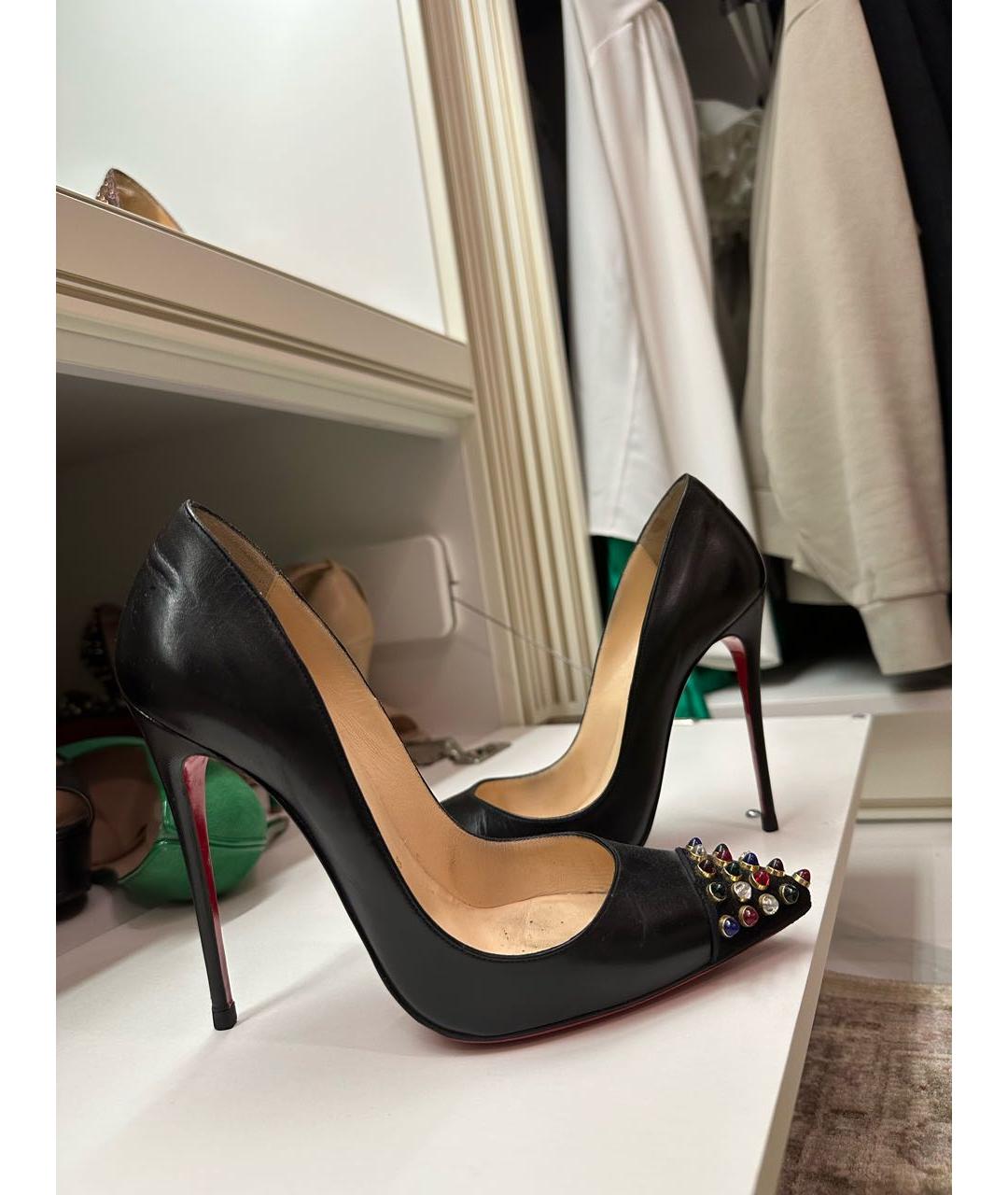 CHRISTIAN LOUBOUTIN Черные кожаные туфли, фото 6