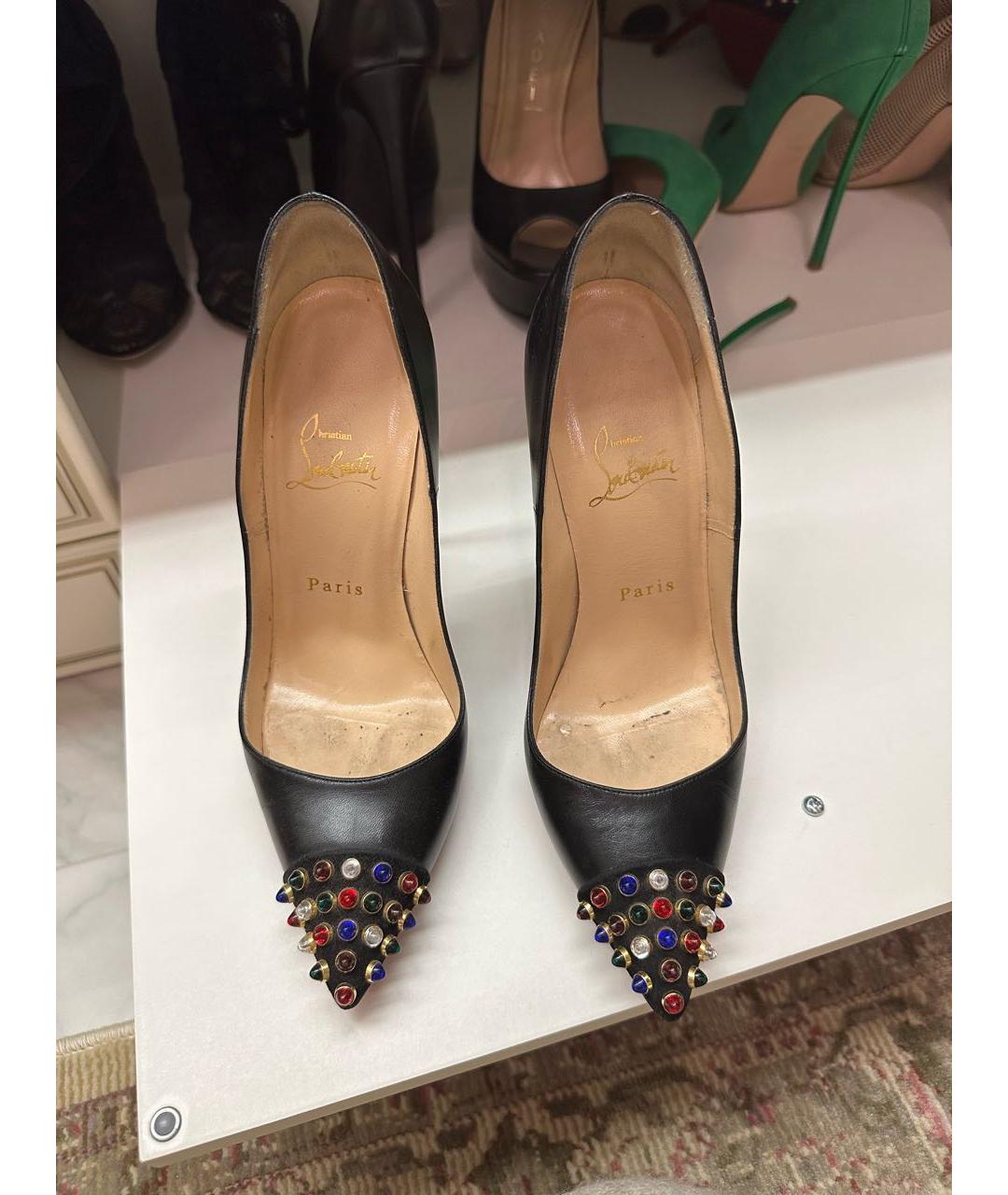 CHRISTIAN LOUBOUTIN Черные кожаные туфли, фото 3