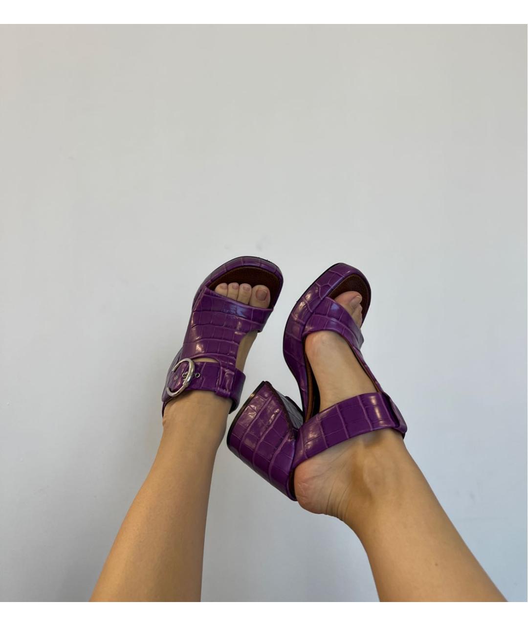 CHLOE Фиолетовые кожаные мюли, фото 6