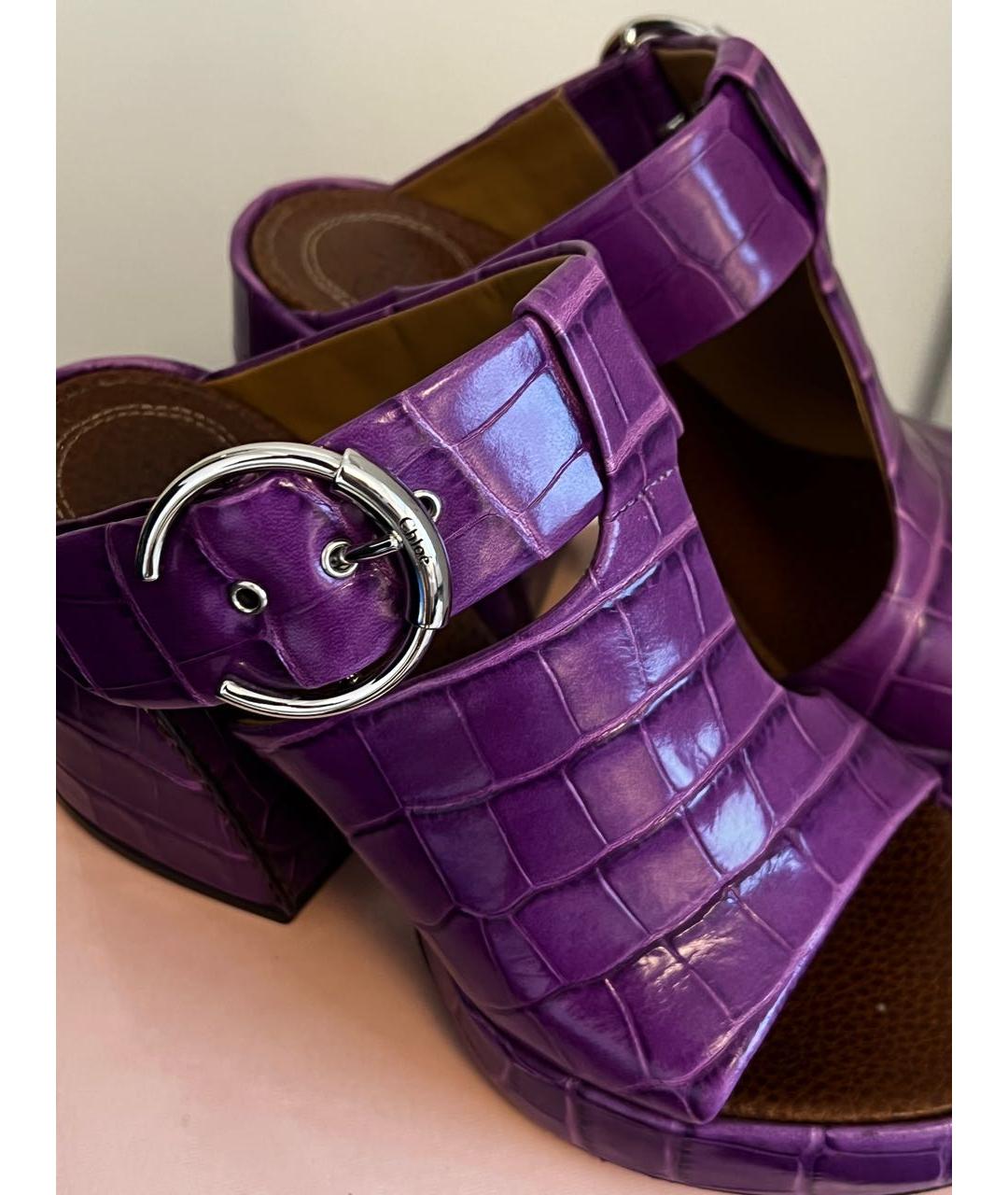 CHLOE Фиолетовые кожаные мюли, фото 5