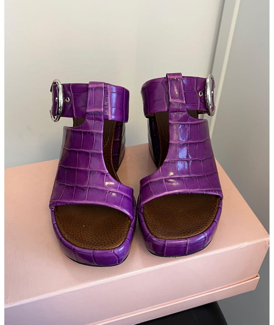 CHLOE Фиолетовые кожаные мюли, фото 2