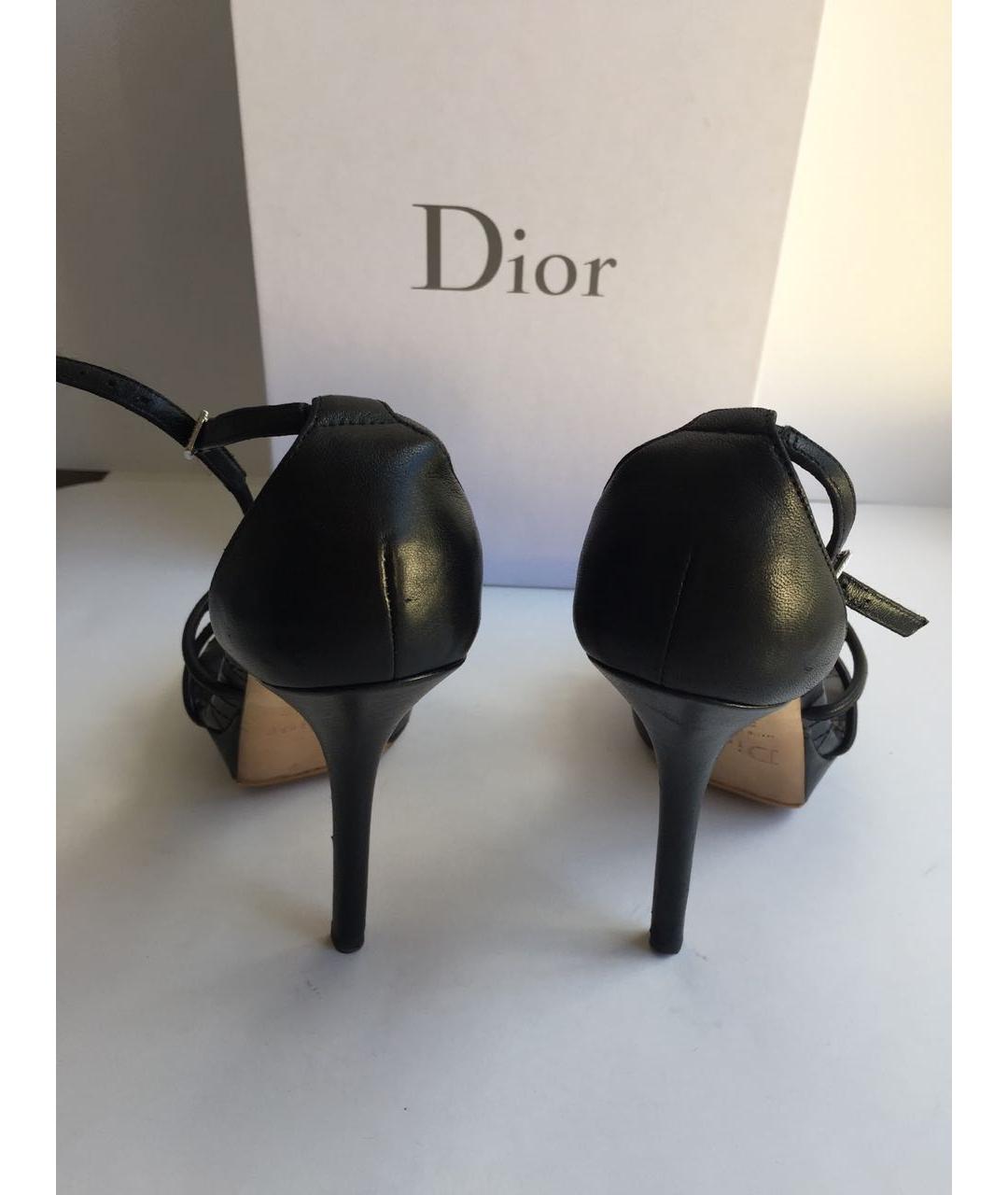 CHRISTIAN DIOR Черные кожаные босоножки, фото 6
