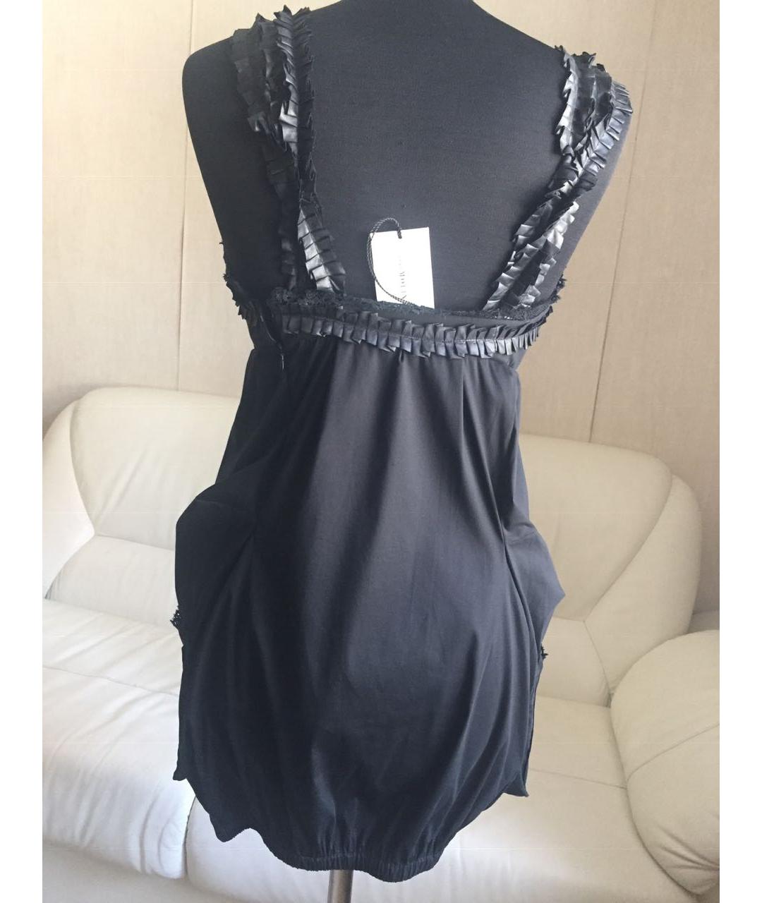 ANNA MOLINARI Черное хлопко-эластановое коктейльное платье, фото 5