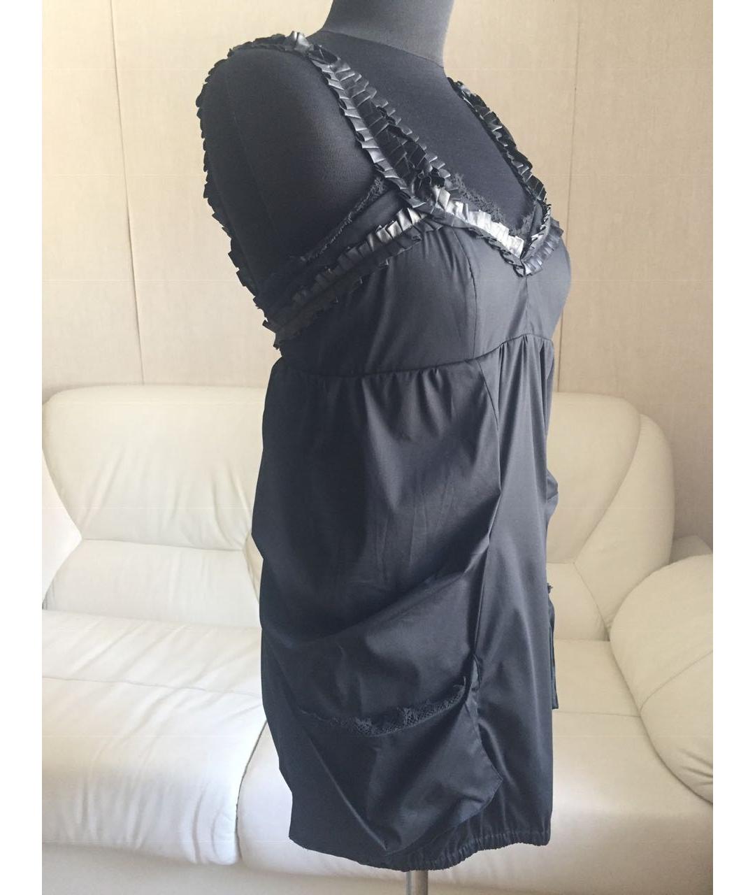 ANNA MOLINARI Черное хлопко-эластановое коктейльное платье, фото 7