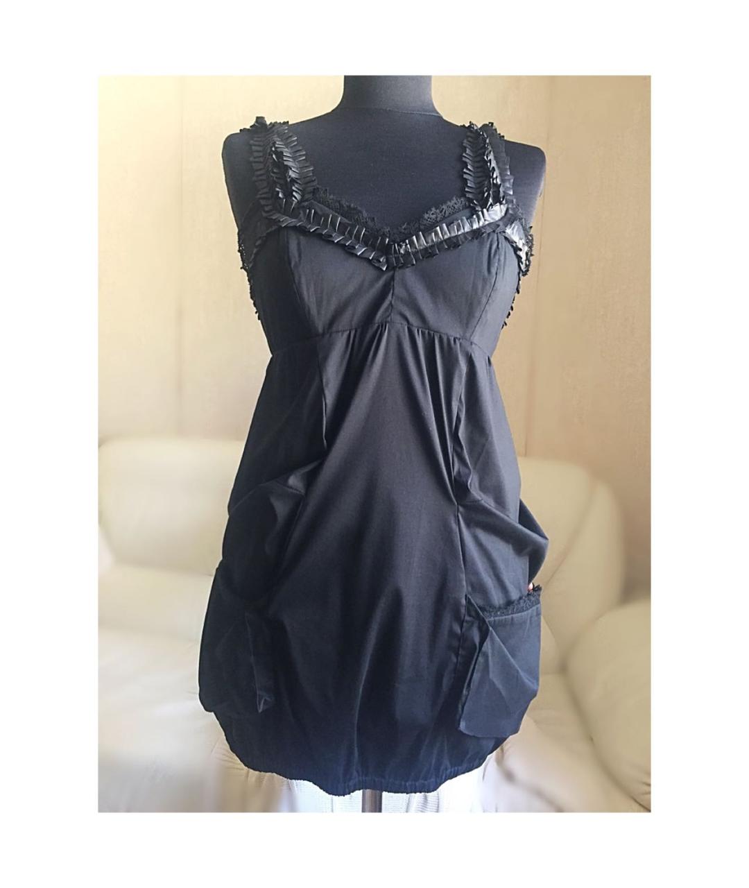 ANNA MOLINARI Черное хлопко-эластановое коктейльное платье, фото 9