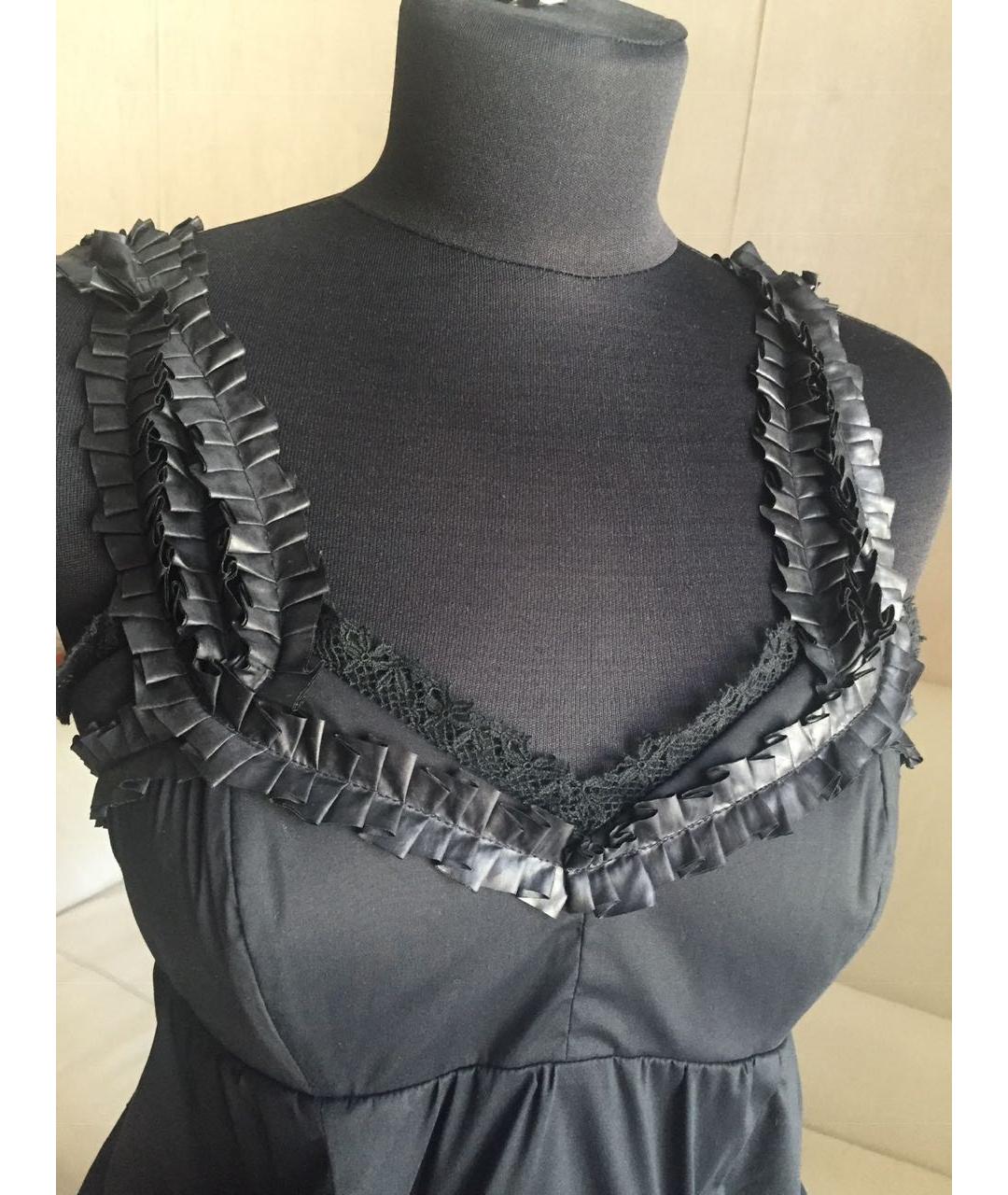ANNA MOLINARI Черное хлопко-эластановое коктейльное платье, фото 6