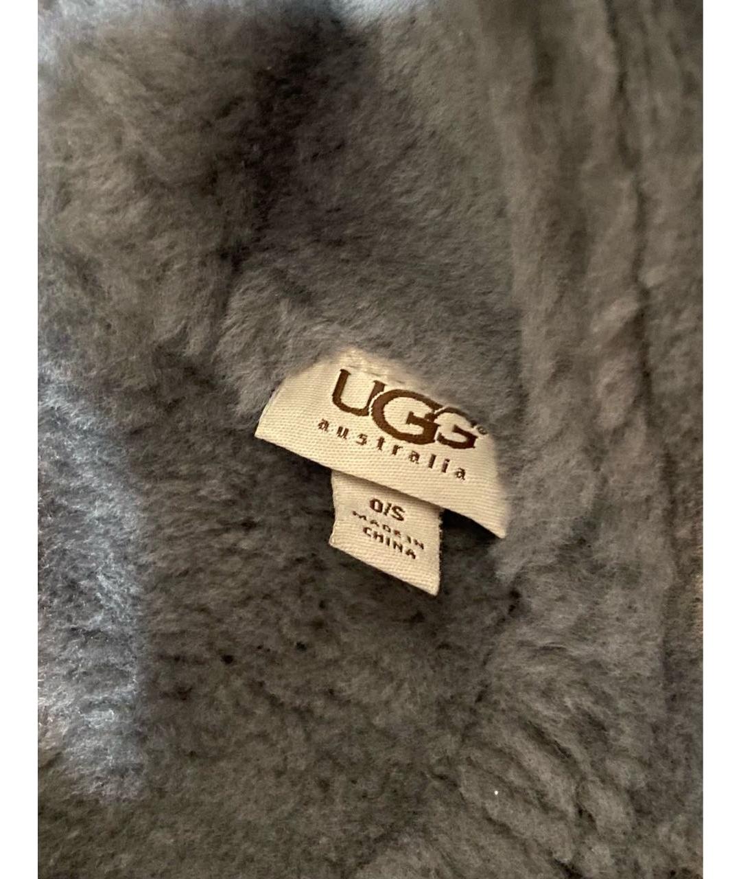 UGG AUSTRALIA Антрацитовая кожаная шапка, фото 5