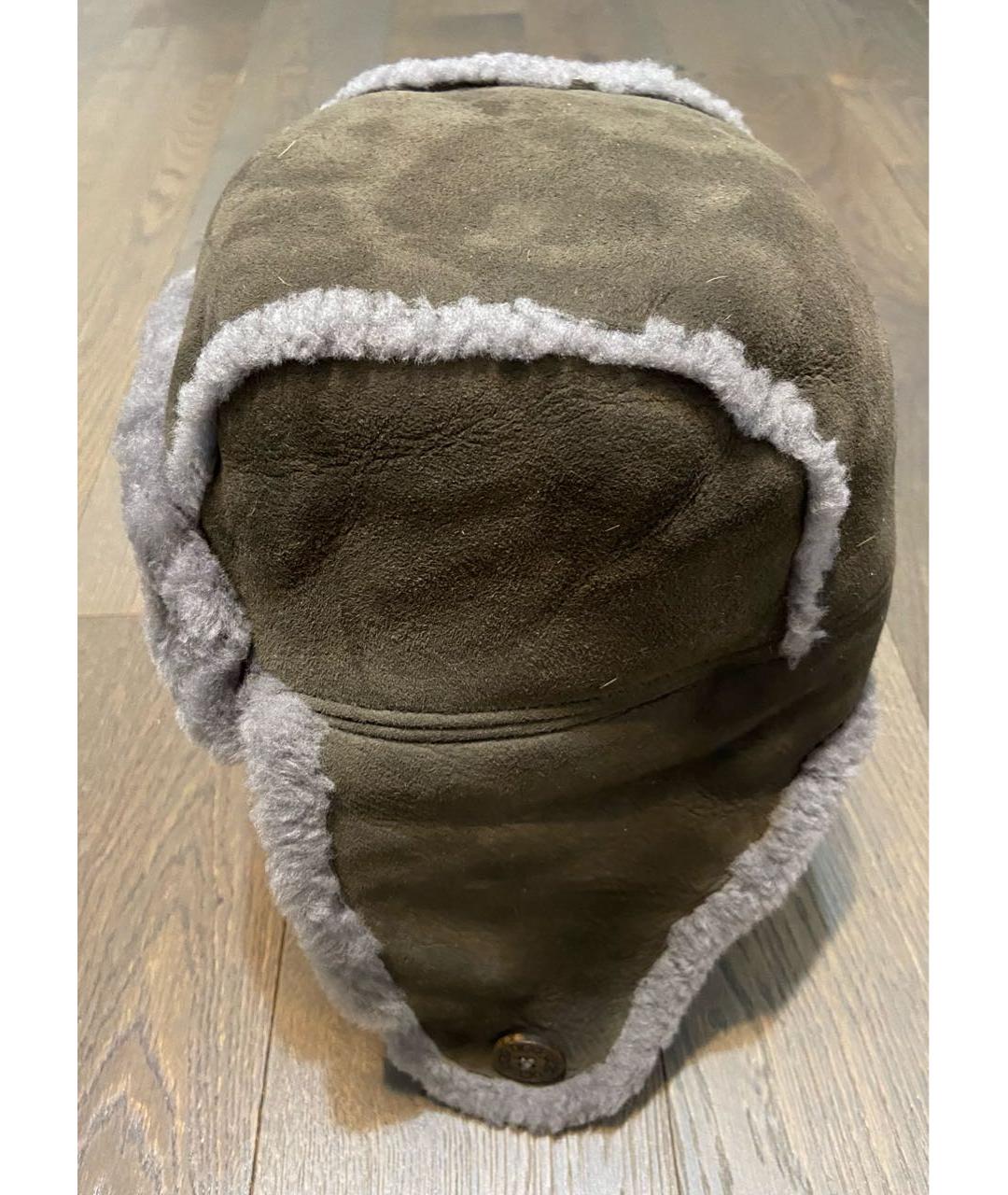 UGG AUSTRALIA Антрацитовая кожаная шапка, фото 2