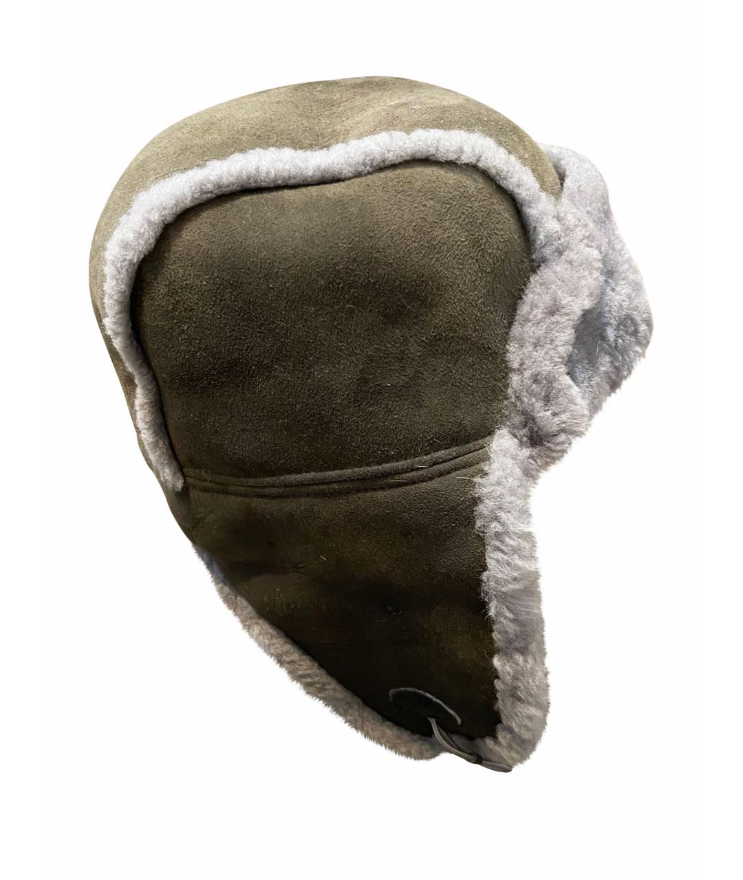 UGG AUSTRALIA Антрацитовая кожаная шапка, фото 1