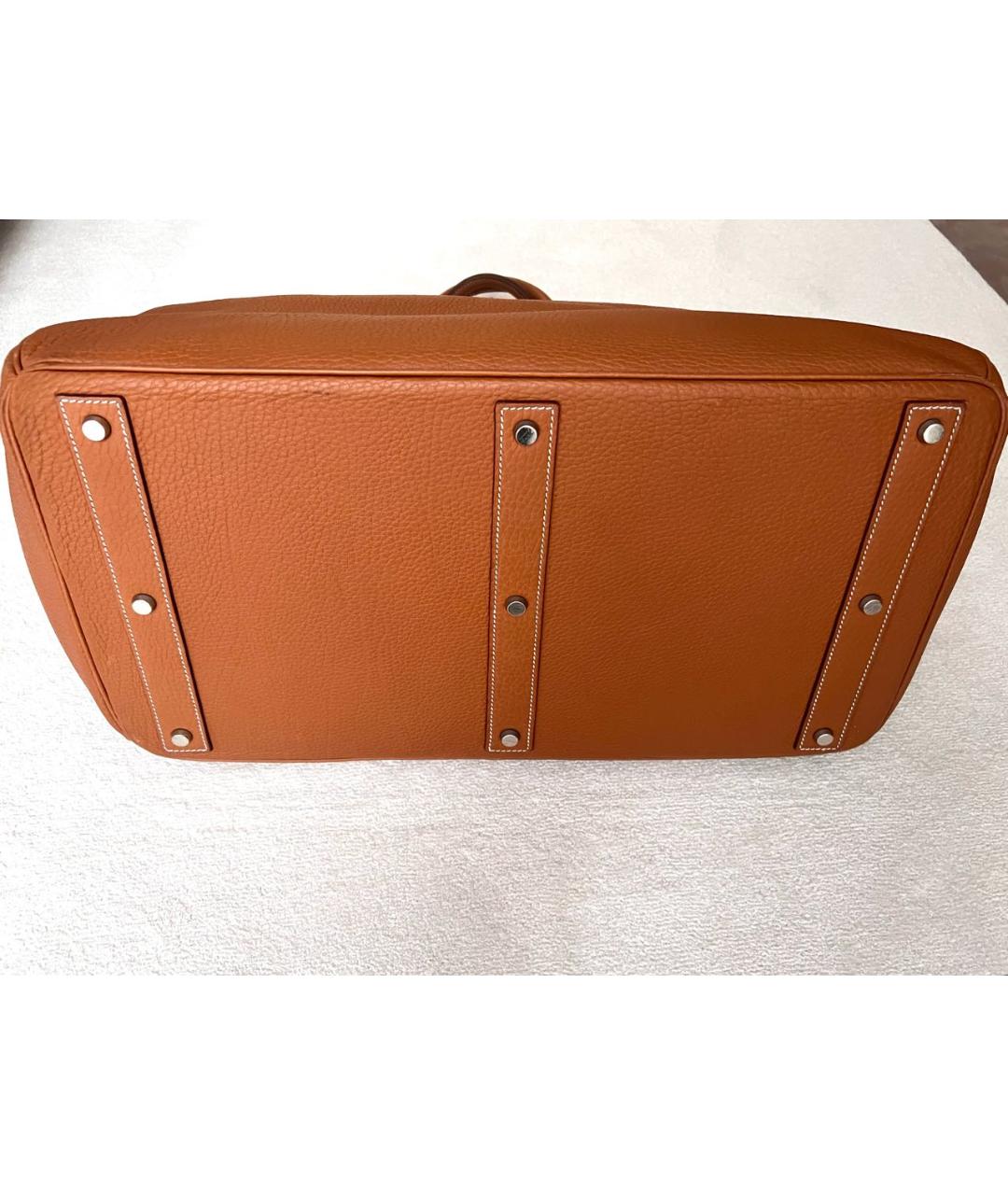 HERMES Оранжевая кожаная дорожная/спортивная сумка, фото 4