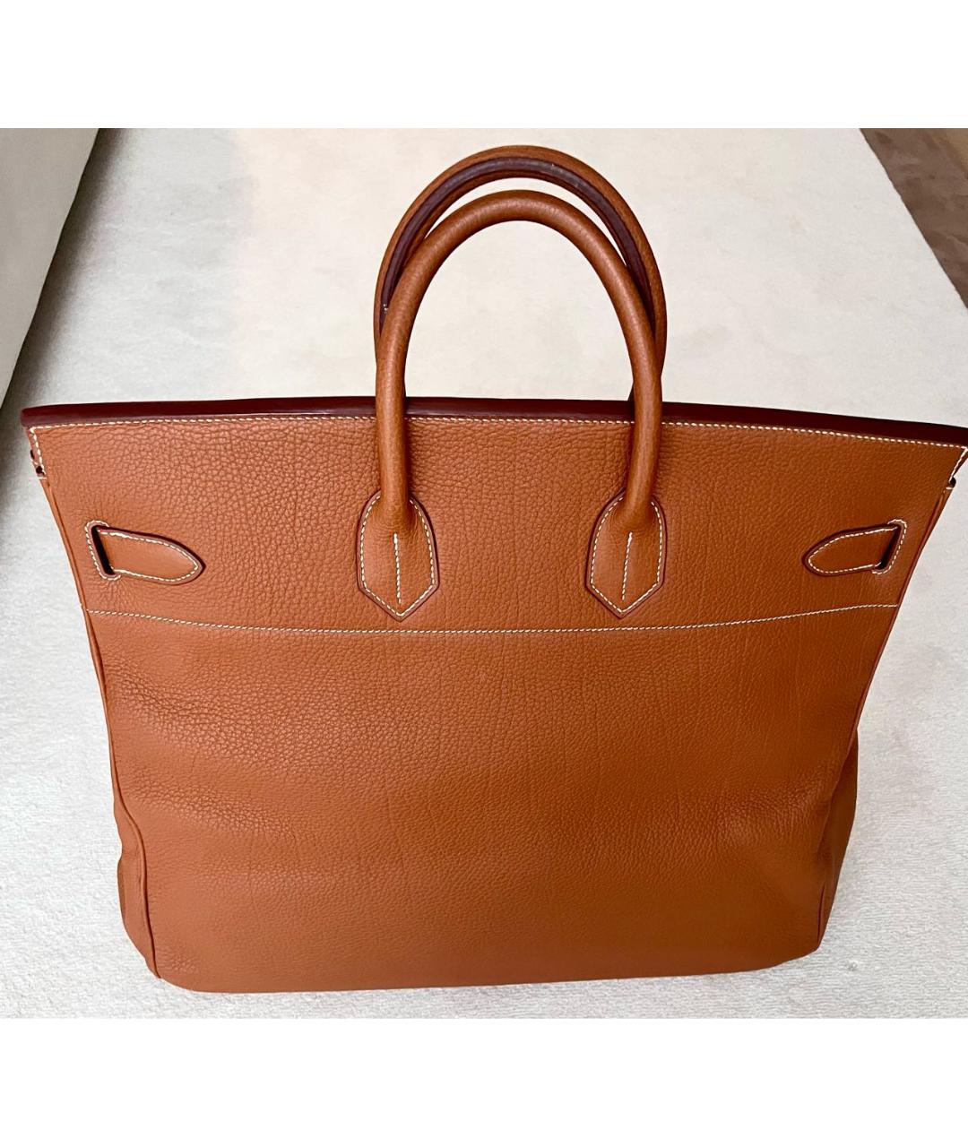 HERMES Оранжевая кожаная дорожная/спортивная сумка, фото 3
