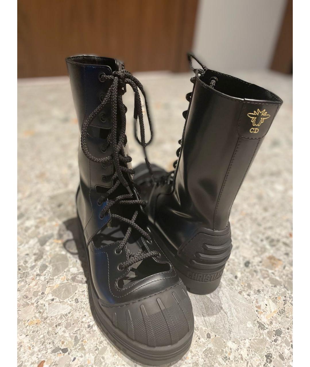 CHRISTIAN DIOR Черные кожаные ботинки, фото 3