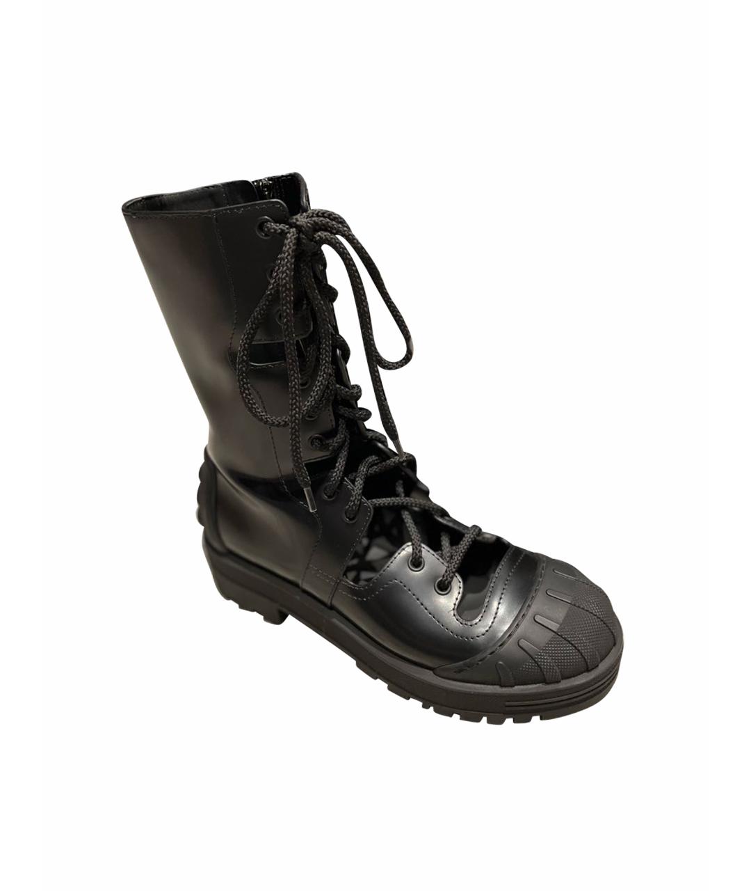 CHRISTIAN DIOR Черные кожаные ботинки, фото 1