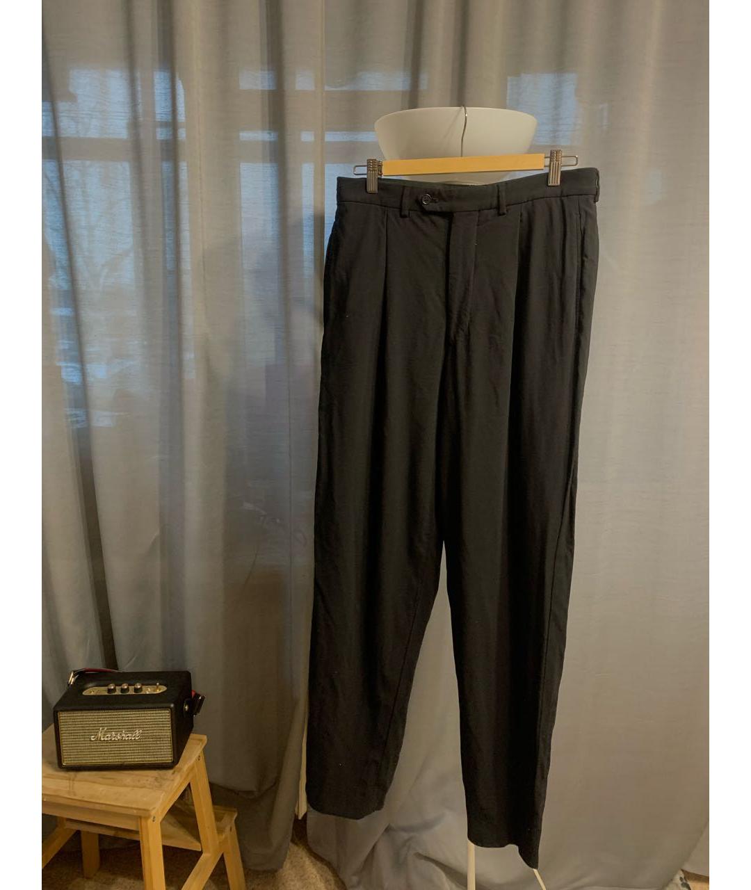 GIORGIO ARMANI Темно-синие шерстяные прямые брюки, фото 2