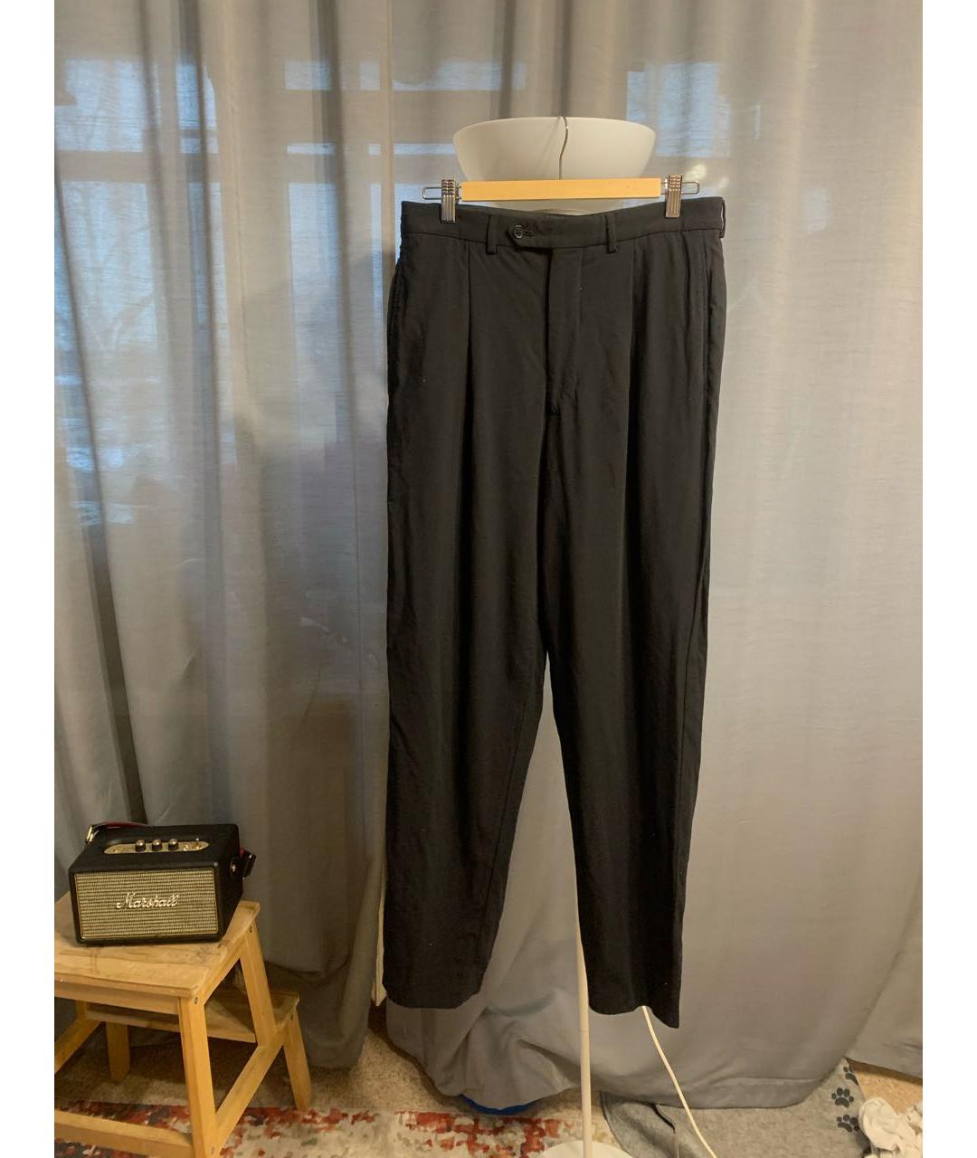 GIORGIO ARMANI Темно-синие шерстяные прямые брюки, фото 5