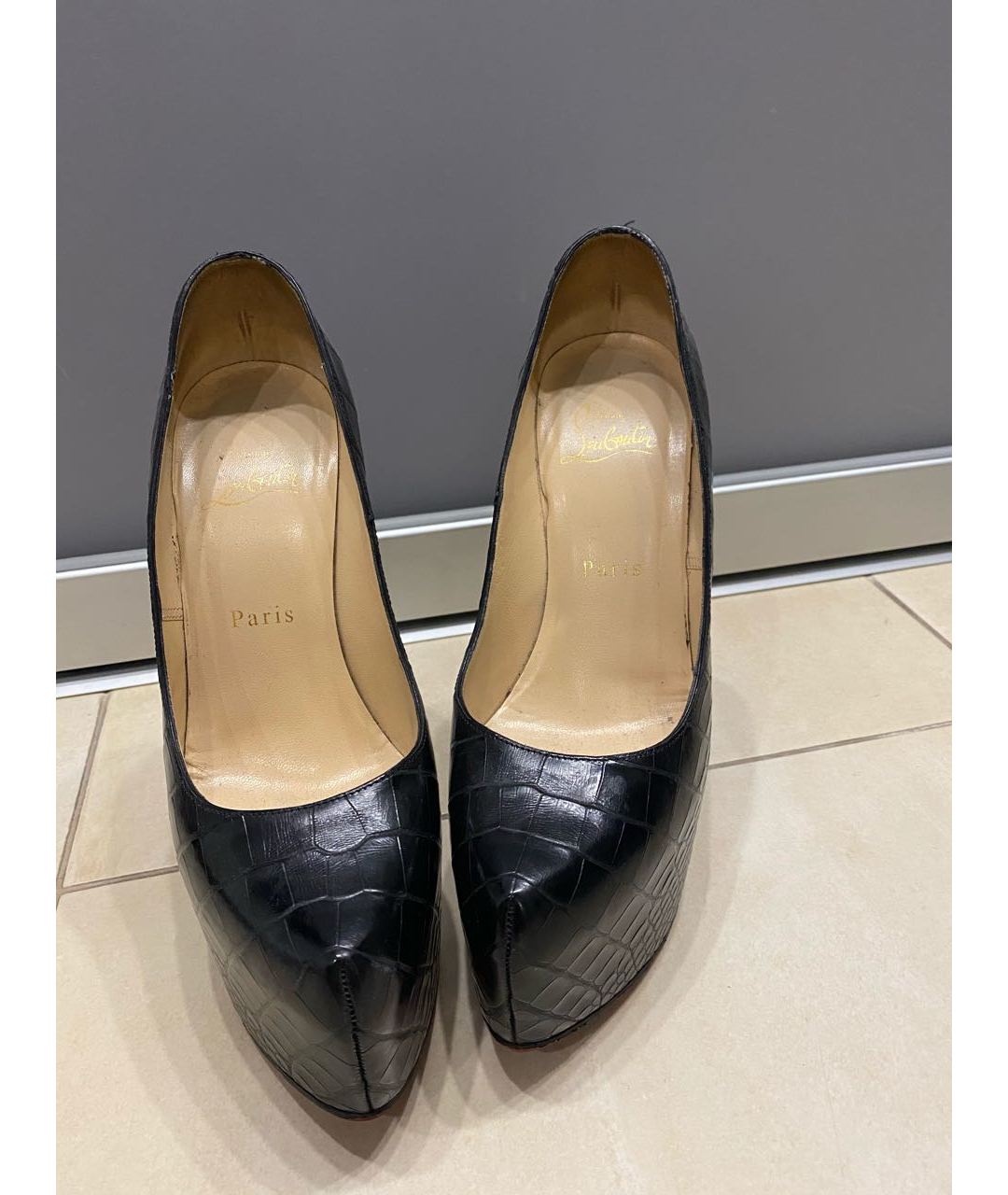 CHRISTIAN LOUBOUTIN Черные туфли из экзотической кожи, фото 2