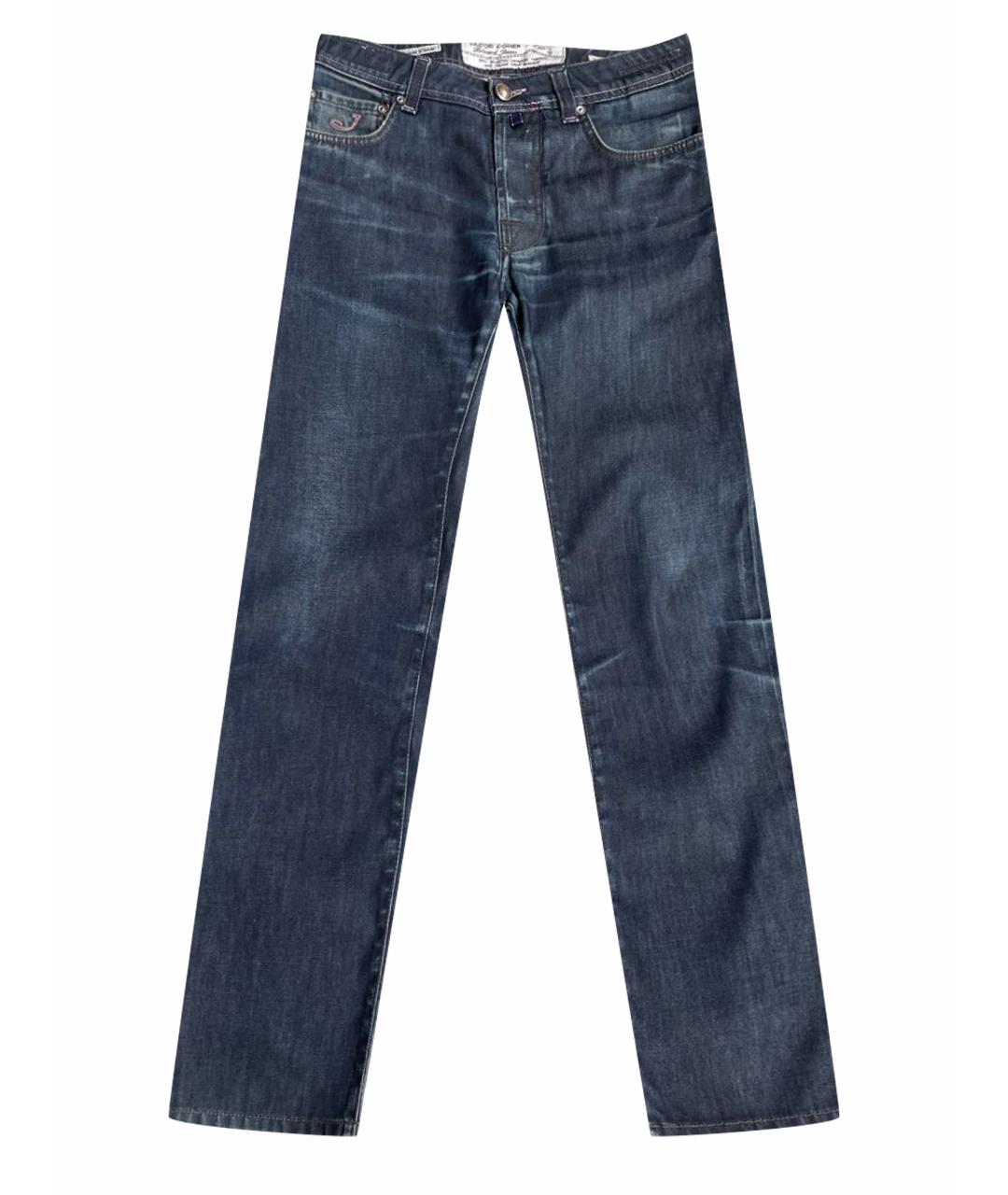 JACOB COHEN Темно-синие хлопковые прямые джинсы, фото 1