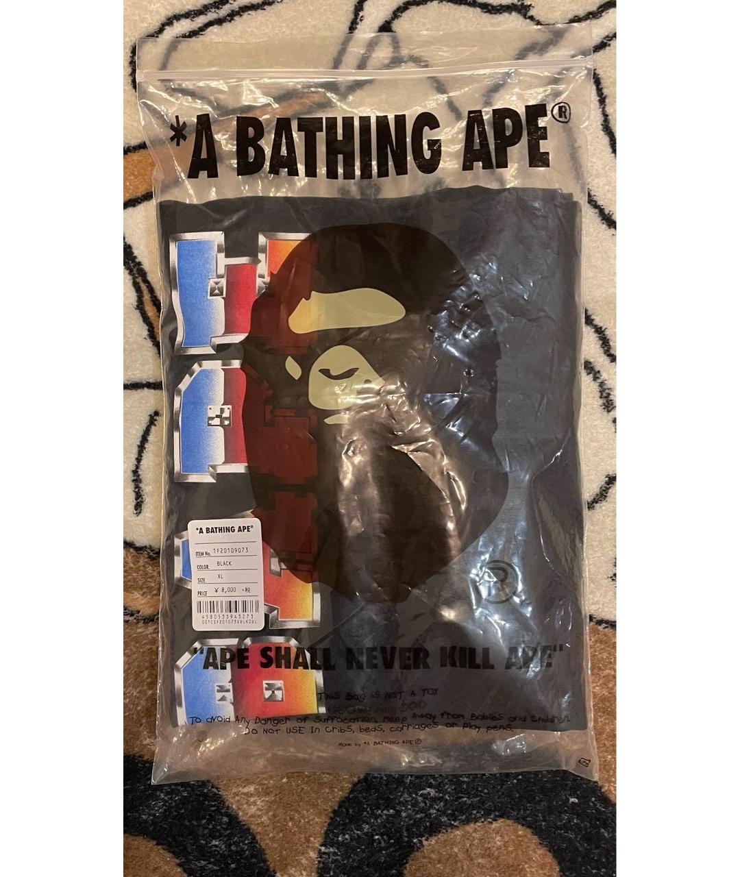 A BATHING APE Черная хлопковая футболка, фото 4