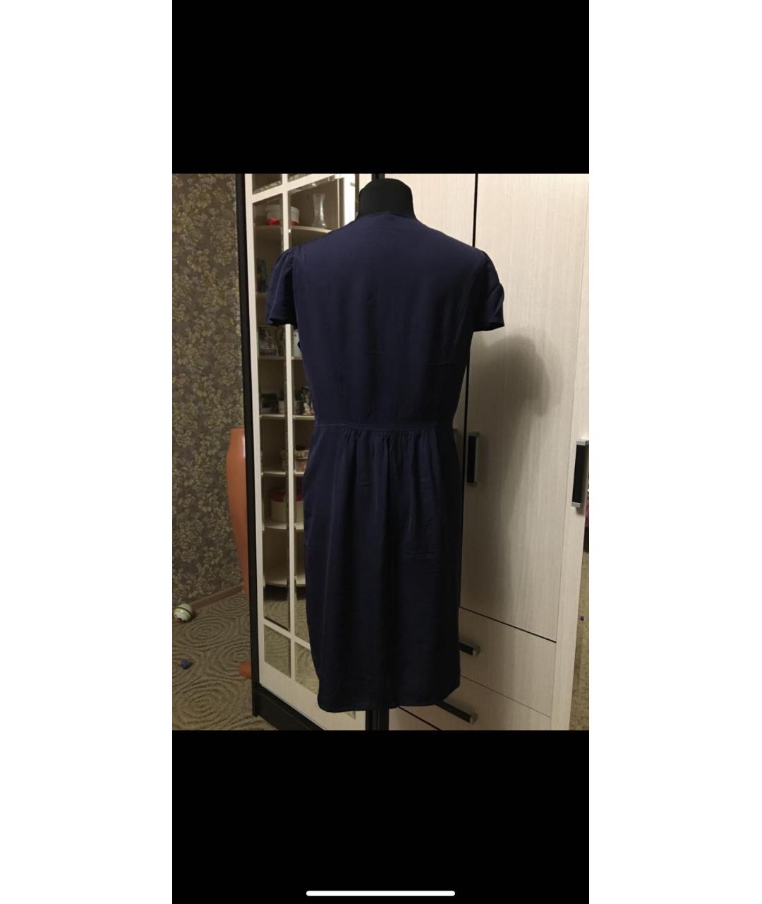 BURBERRY Темно-синее вискозное повседневное платье, фото 2