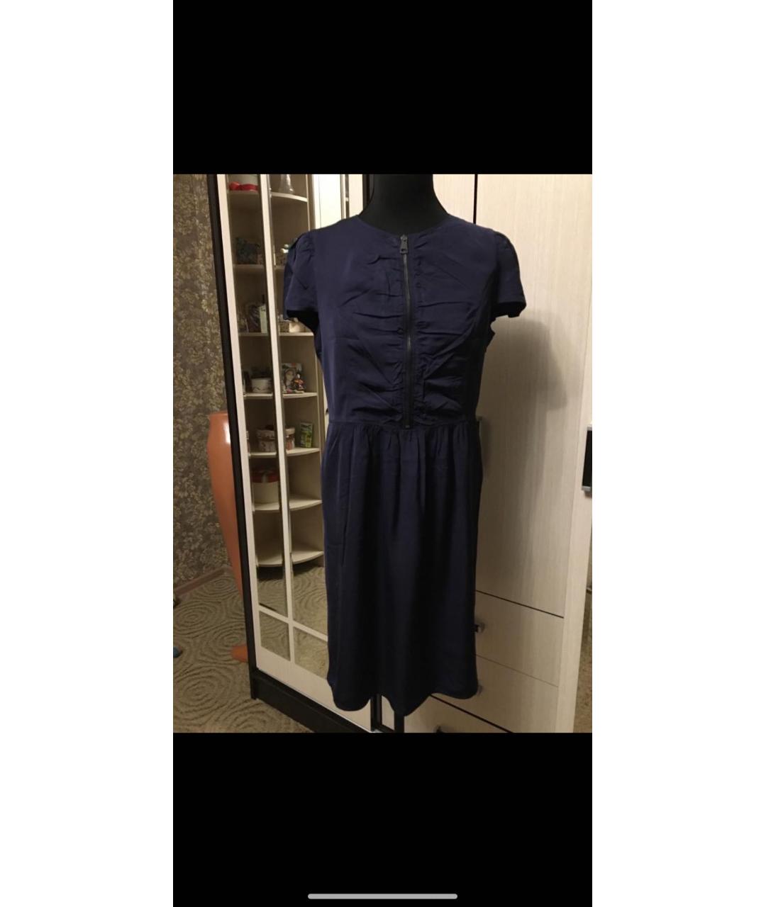 BURBERRY Темно-синее вискозное повседневное платье, фото 4