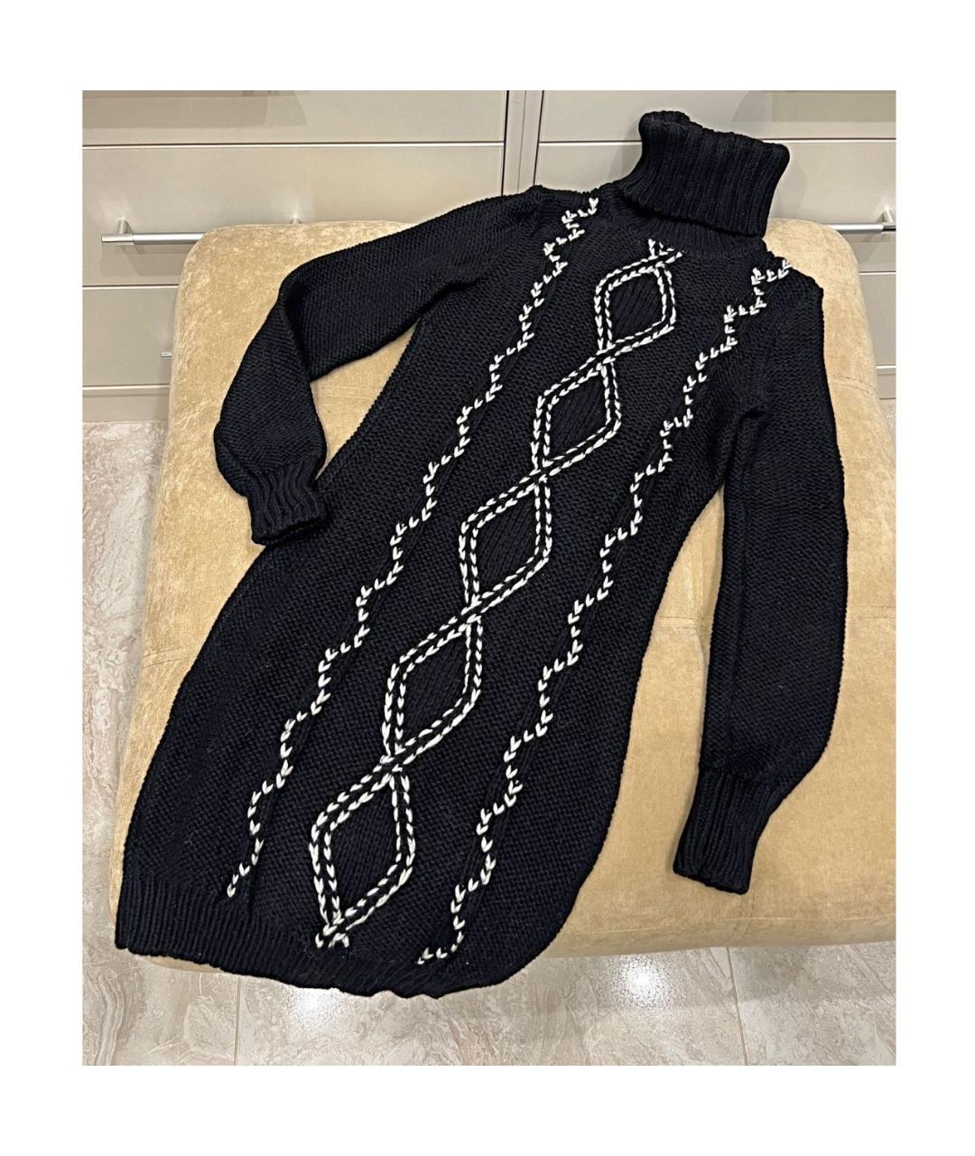 MAX MARA Черное шерстяное повседневное платье, фото 2