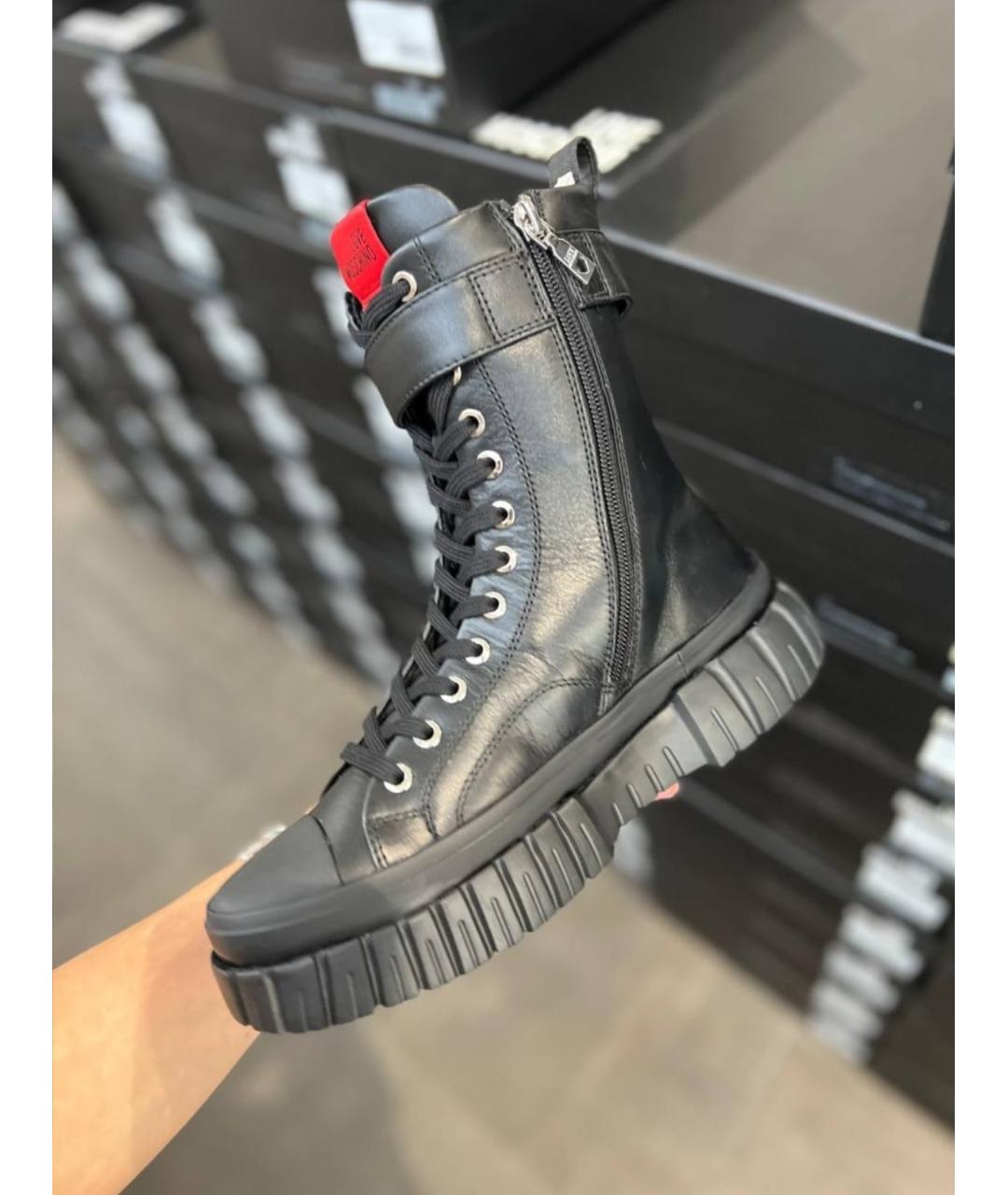 LOVE MOSCHINO Черные кожаные ботинки, фото 4