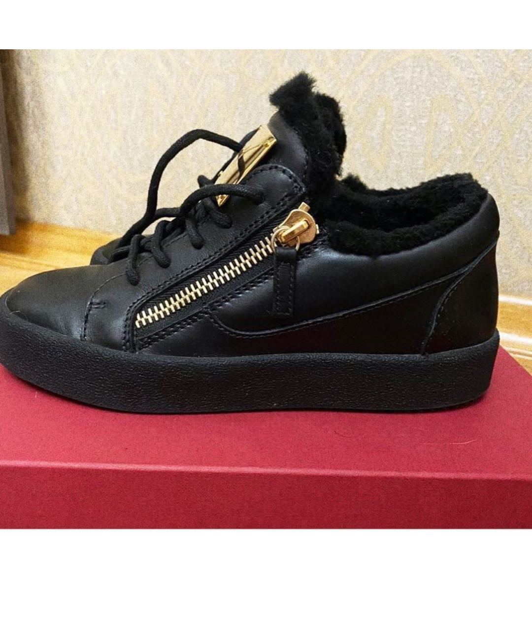 GIUSEPPE ZANOTTI DESIGN Черные кожаные кроссовки, фото 4