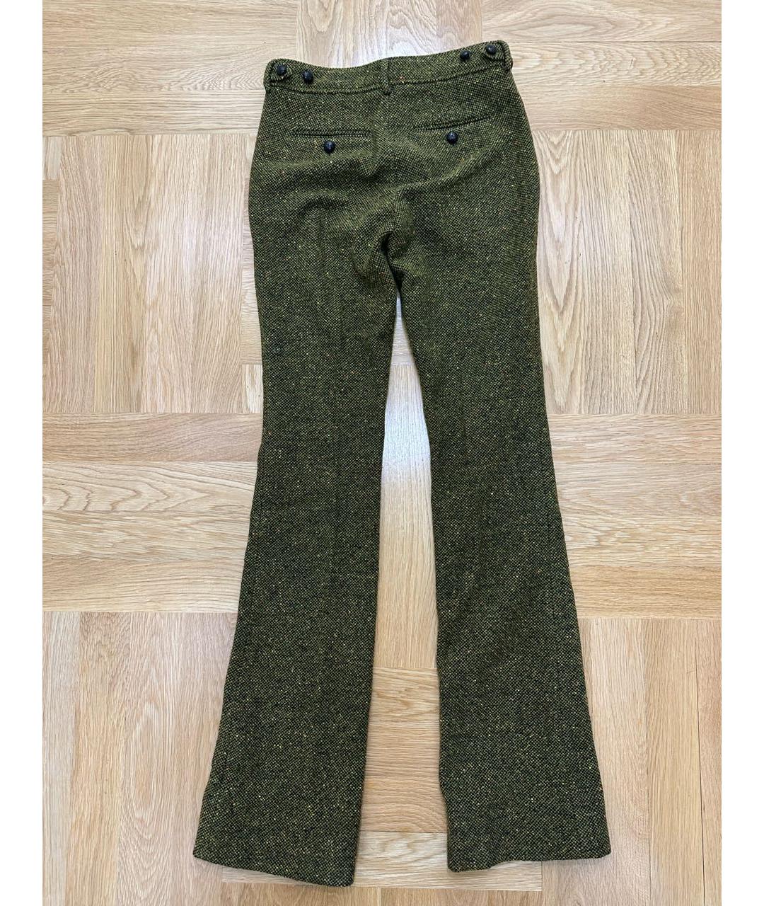 BURBERRY Зеленые шерстяные брюки узкие, фото 2