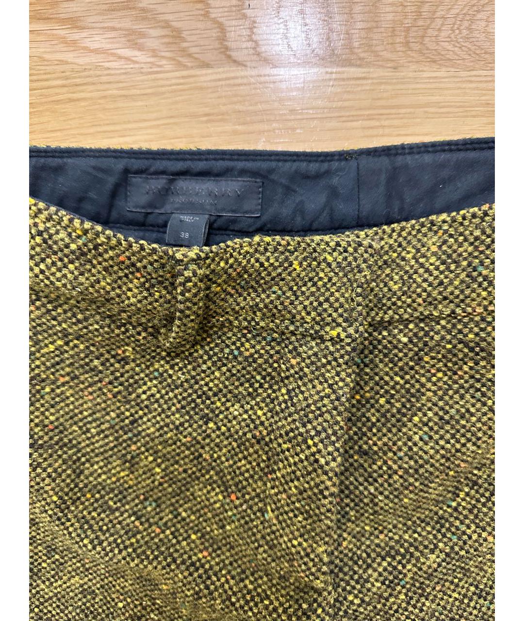 BURBERRY Зеленые шерстяные брюки узкие, фото 4