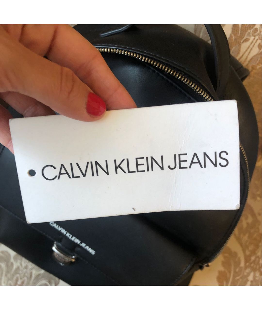 CALVIN KLEIN Черный кожаный рюкзак, фото 4