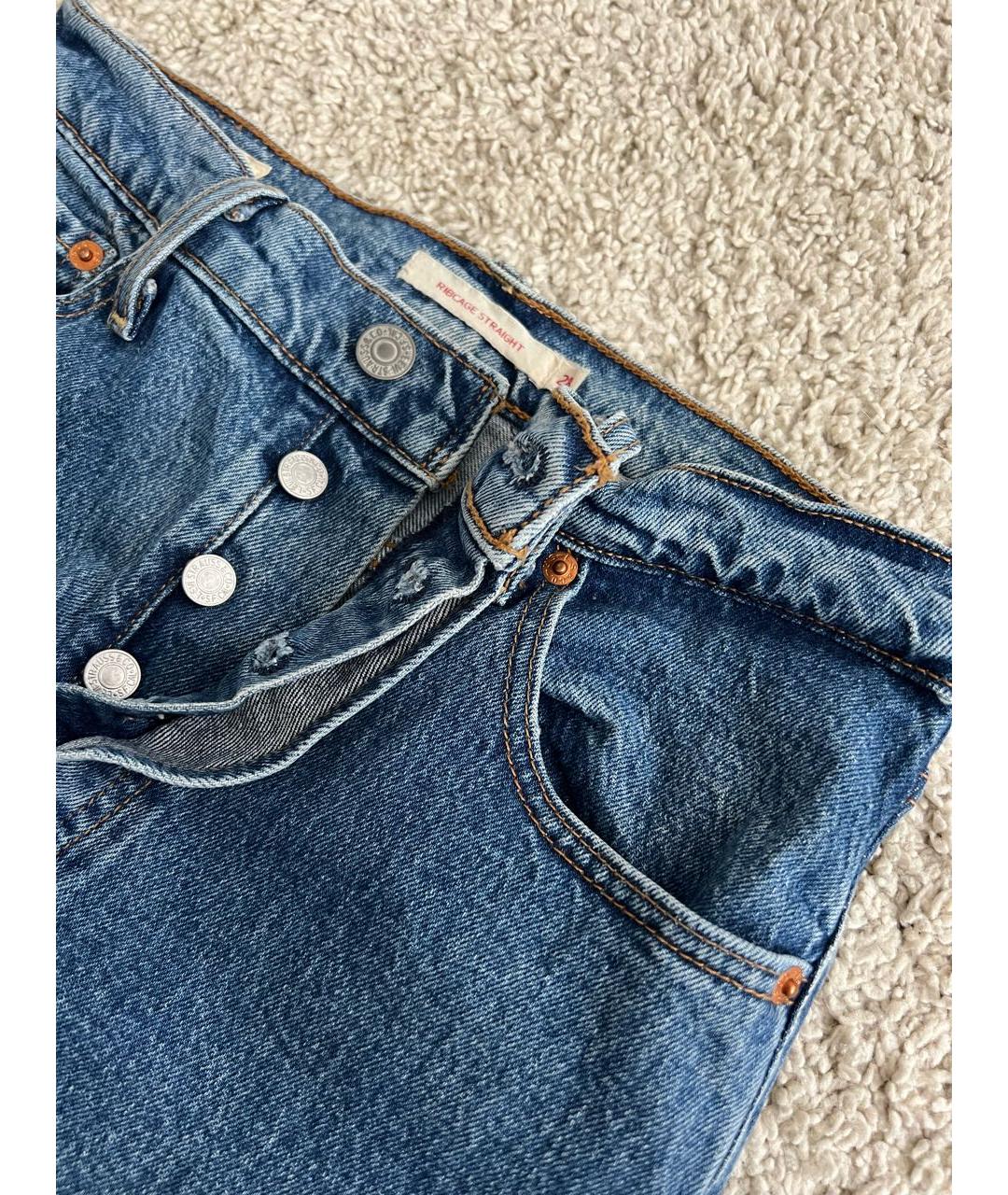 LEVI'S Синие хлопко-эластановые прямые джинсы, фото 4