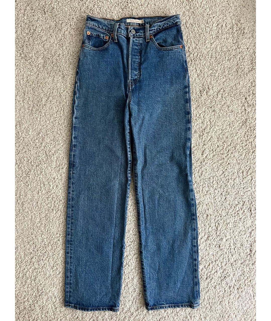LEVI'S Синие хлопко-эластановые прямые джинсы, фото 9