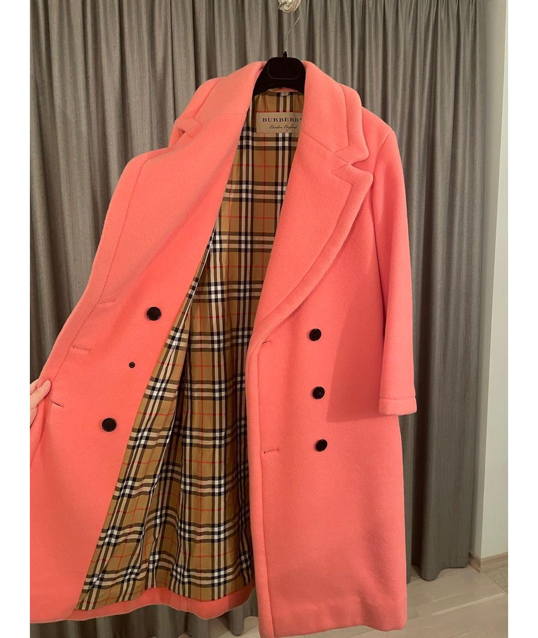 BURBERRY Розовое шерстяное пальто, фото 4